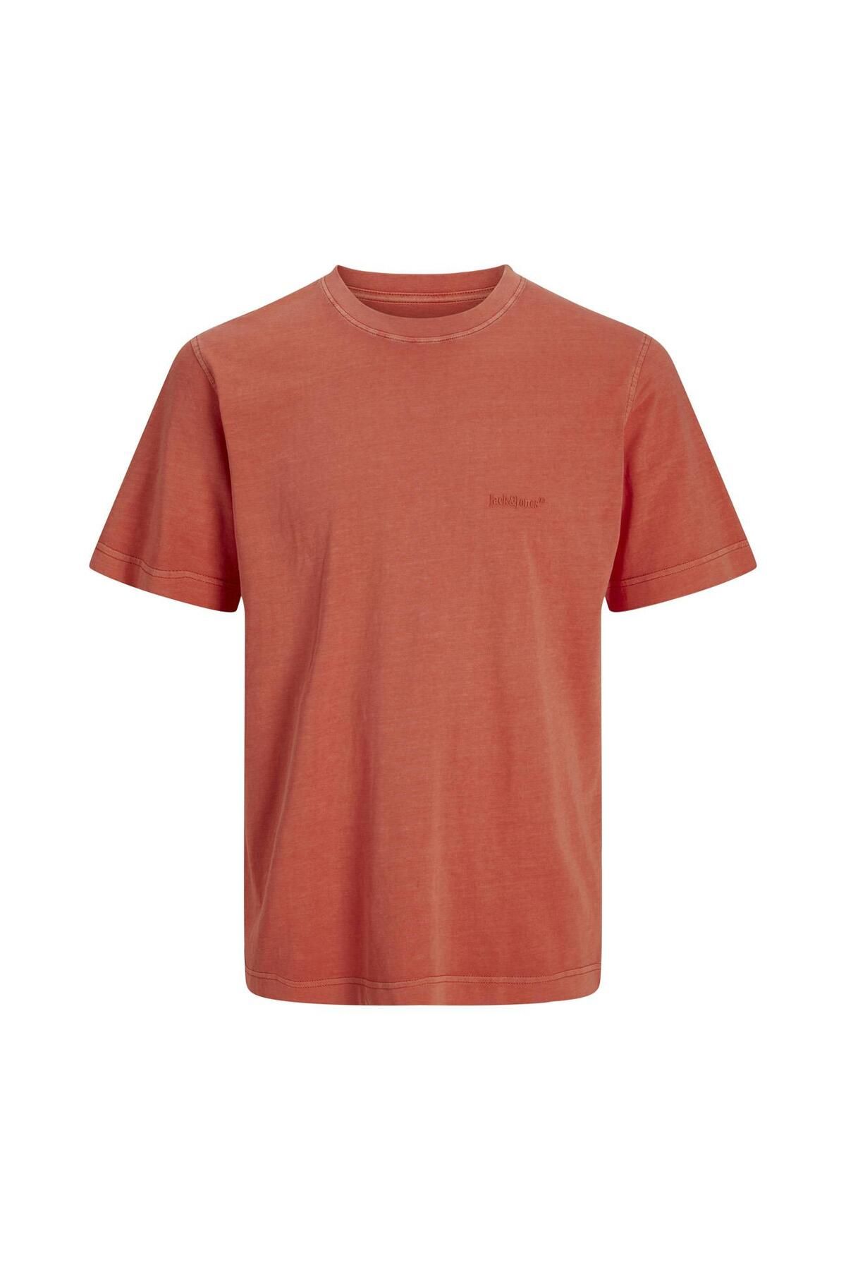 Jack & Jones Jorvarenna Pigment Dye Bisiklet Yaka Turuncu Erkek Tişört
