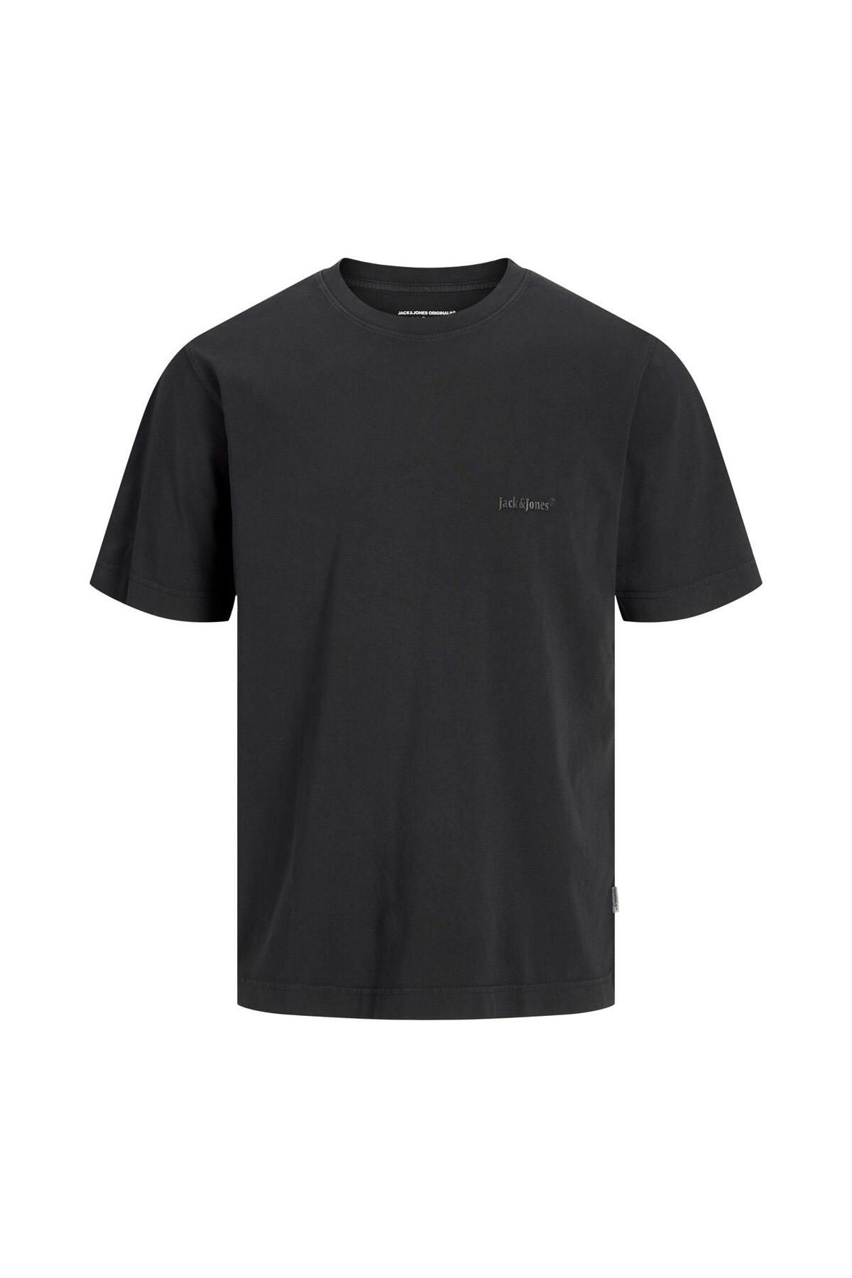Jack & Jones Jorvarenna Pigment Dye Bisiklet Yaka Siyah Erkek Tişört