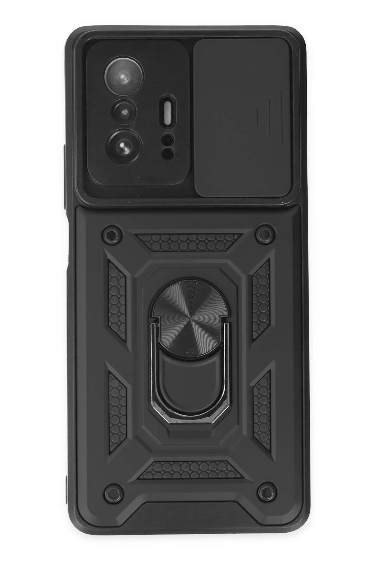 NewFace Xiaomi Mi 11T Pro Kılıf Pars Lens Yüzüklü Silikon - Siyah FERRG