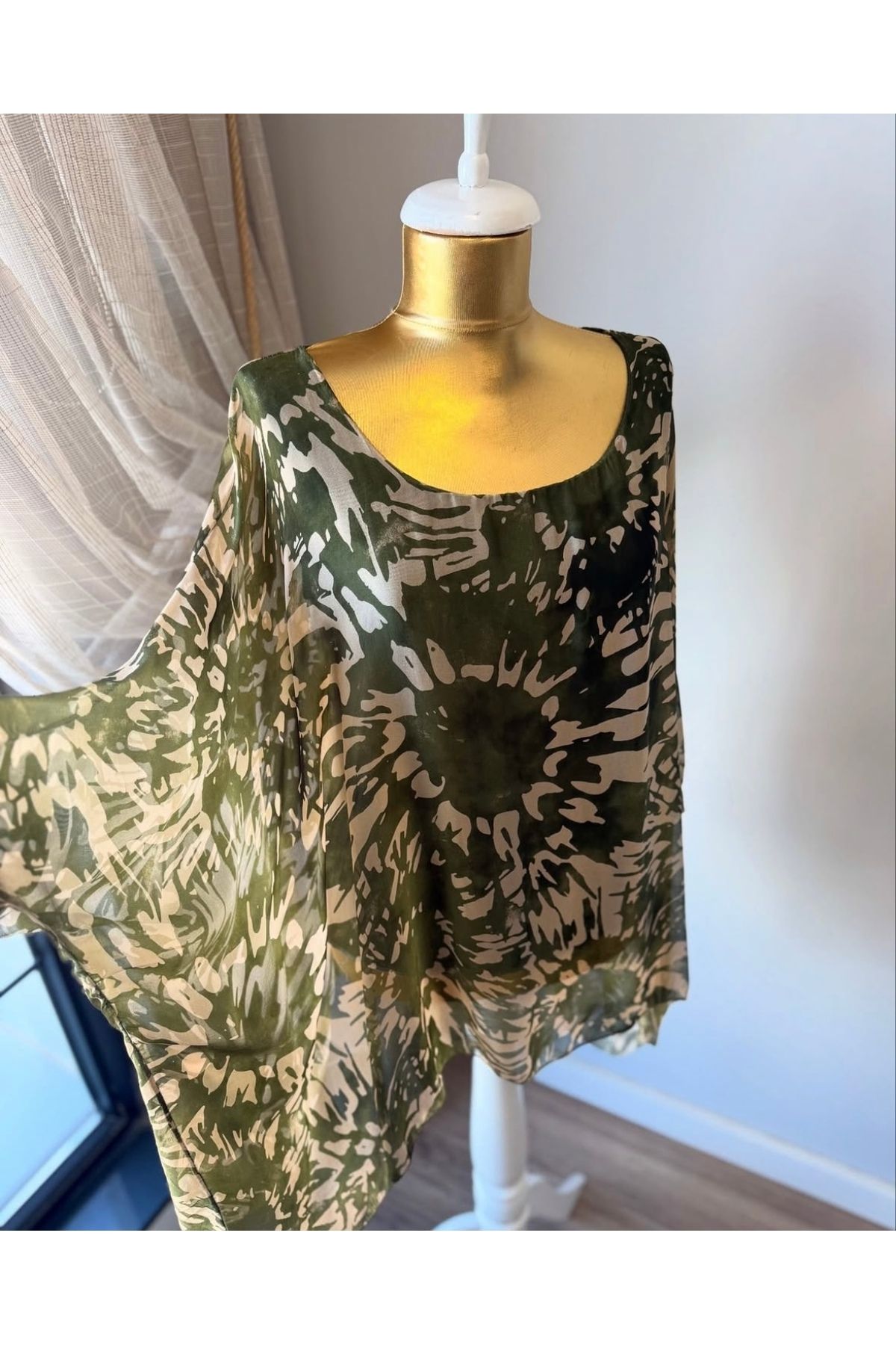 Asumbutik Standart beden yeşil ipek bluz