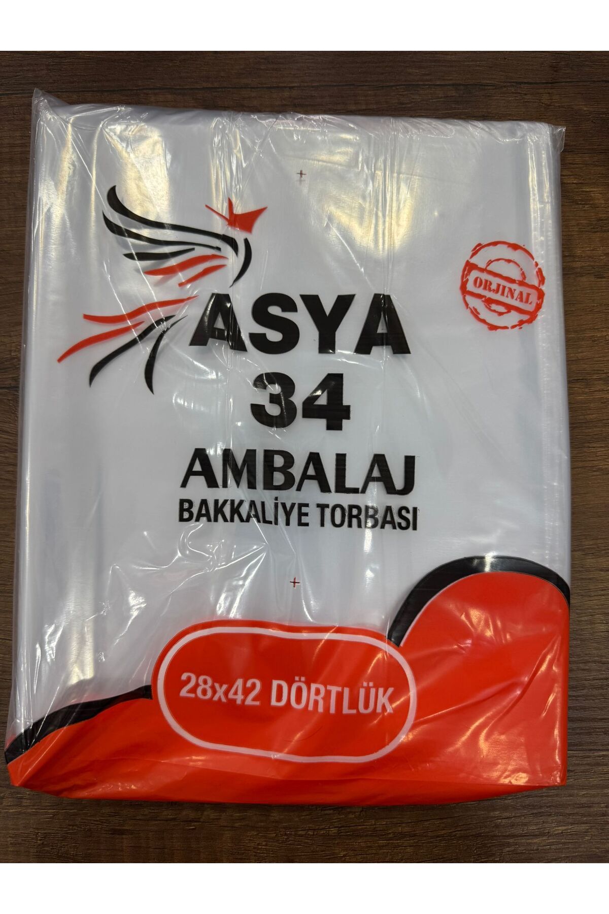 Asya34 Ambalaj Bakkaliye Torbası Dörtlük Şeffaf Torba Plastik 28x42CM 1kg