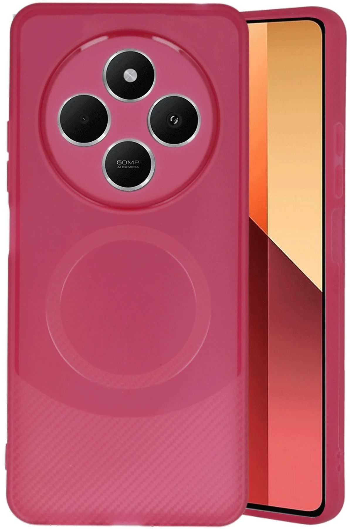 NewFace Xiaomi Redmi 14C Kılıf Maya Karbon Kapak - Bordo FERRG
