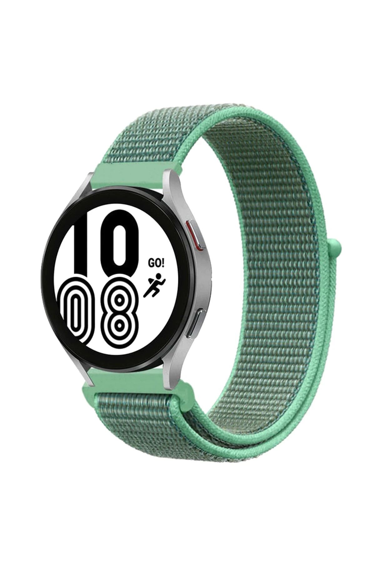 NewFace Samsung Galaxy Watch 4 Hasırlı Cırtcırtlı Kordon - Turkuaz FERRG