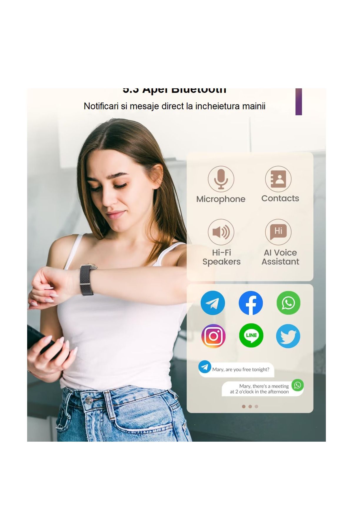 Smart Vibe-Smartwatch Dynamic AMOLED EGO™WATCH 1.43” Always ON Display, Bluetooth Call, Voice Assistant, Vanilla 2