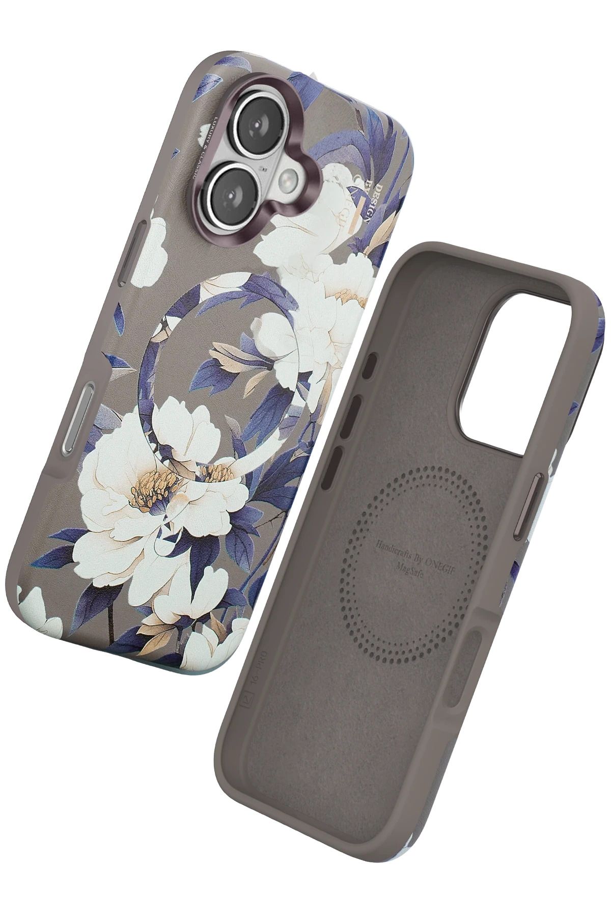 ONEGIF iPhone 16 Flower Series Magsafe Kapak - Gri FERRG