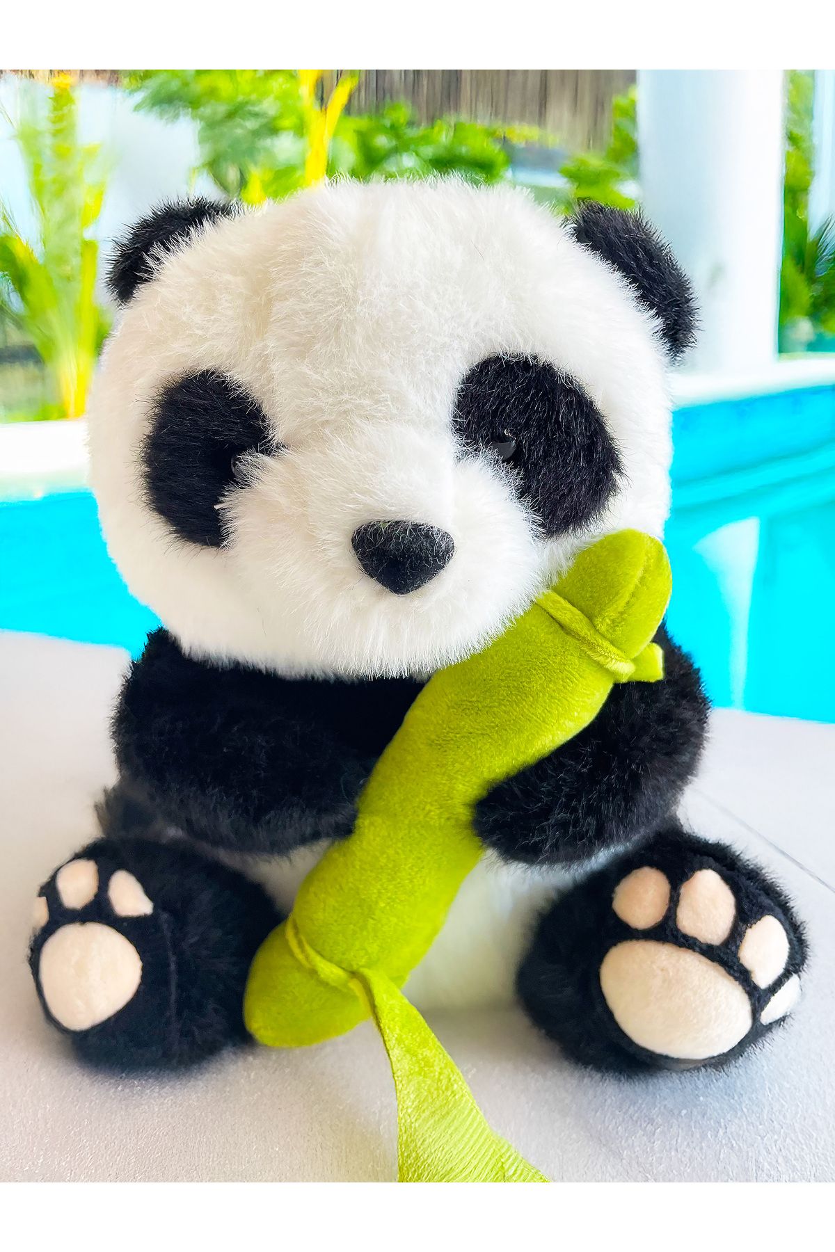 PoppyPlays Bebek Panda Bambu Ağacını Tutuyor Peluş Oyuncak - Bebekler için mükemmel bir hediye - yumuşacık