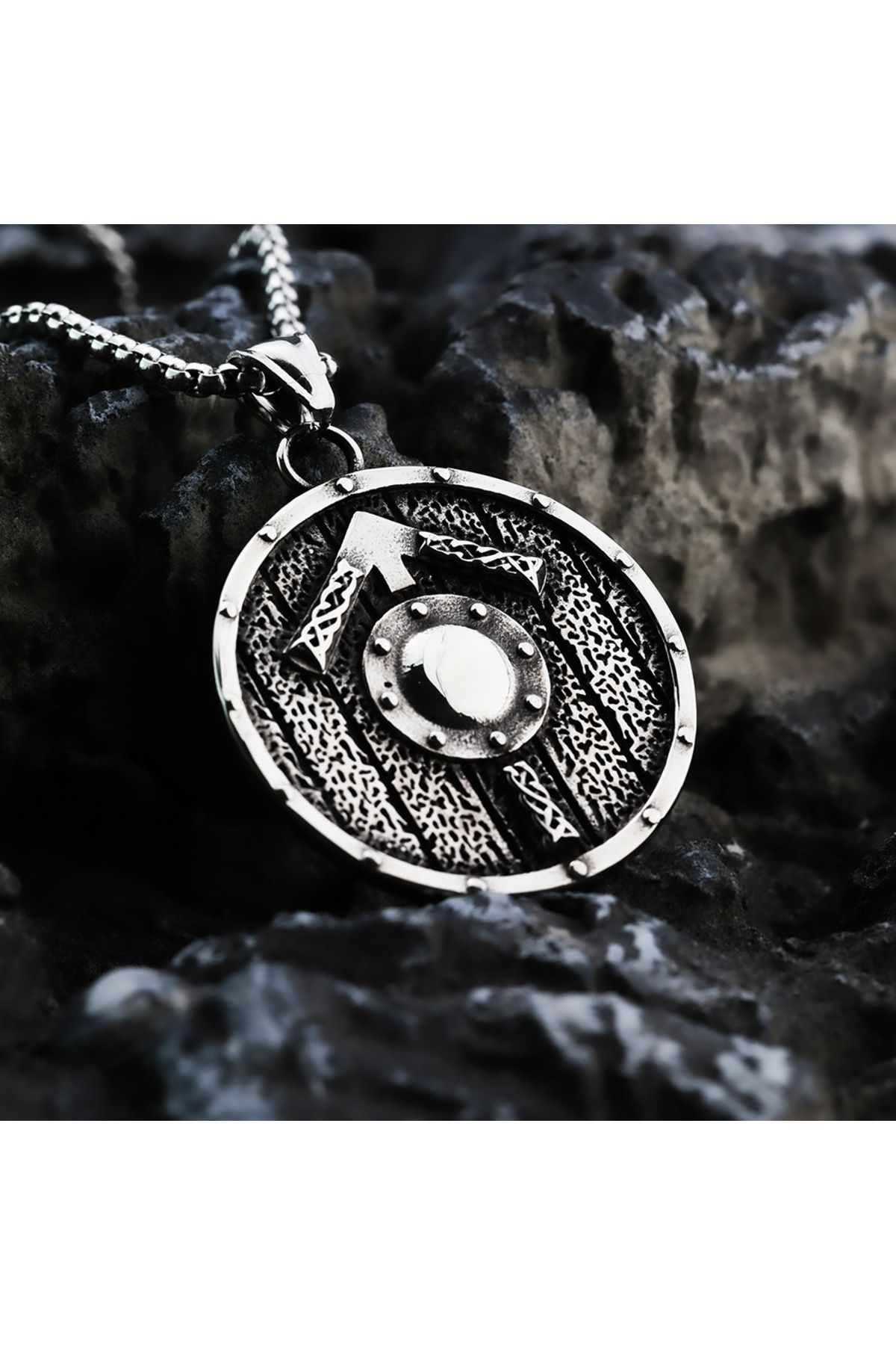 Viking Pusulası Runik Alfabesi Çift Yüzlü İskandinav Mitolojisi 316L Paslanmaz Çelik Kolye