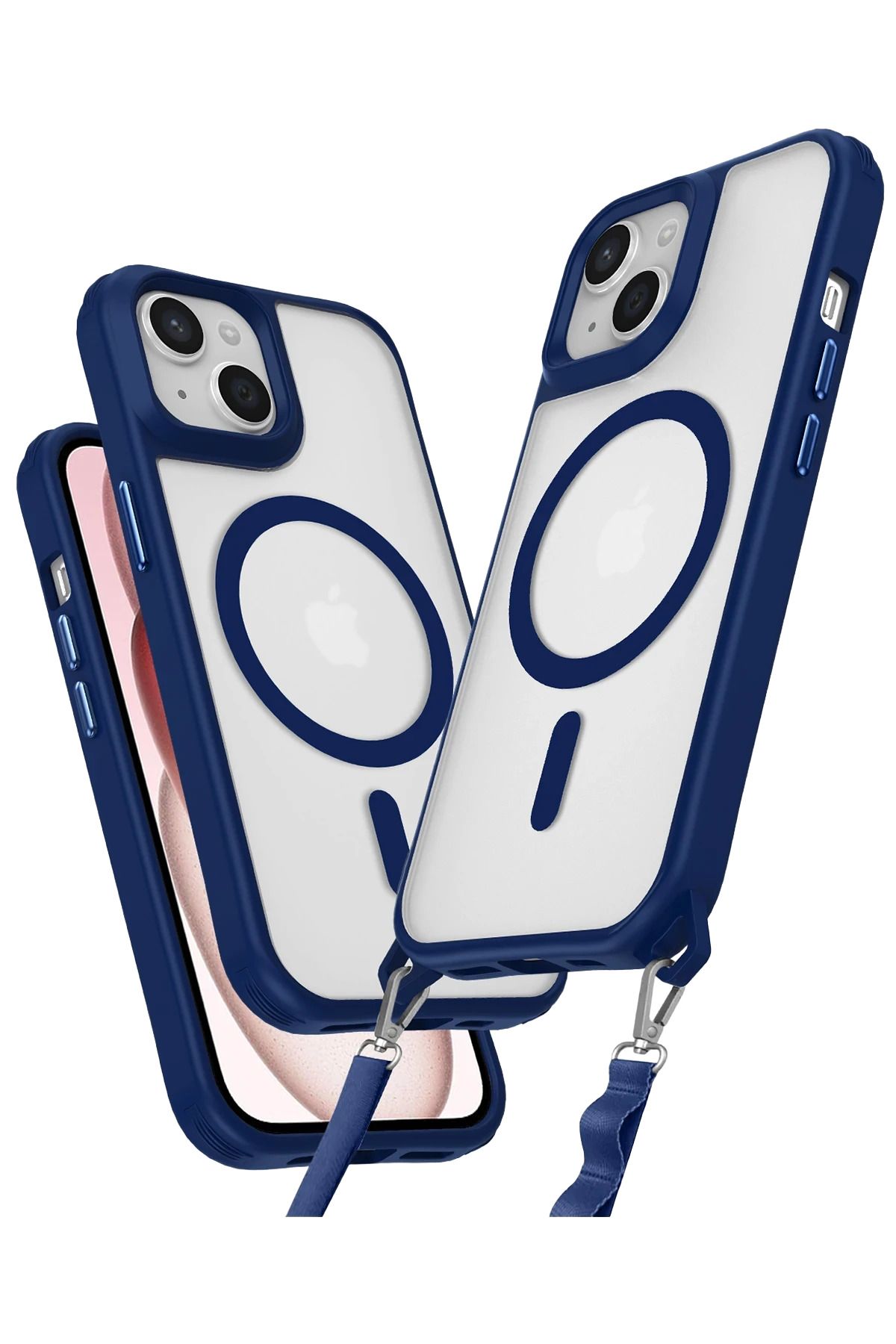 NewFace iPhone 15 Plus Kılıf Enka Magsafe Silikon Kılıf - Lacivert FLKRY