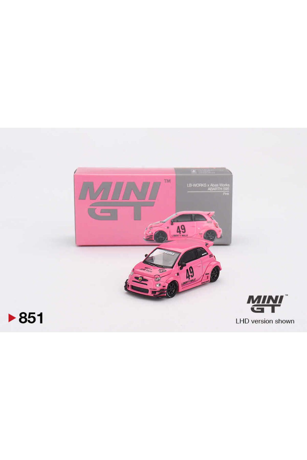 mini gt 1:64 Abarth 595 LB-Works x Abas Works Pembe Model Araba