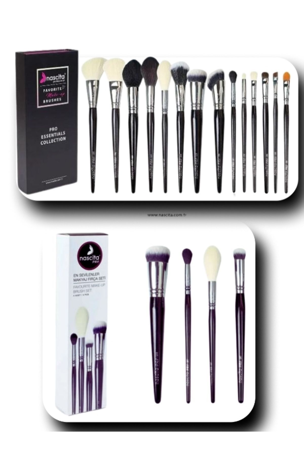 nascita Pro Essentials Collection Fırça Seti NASBRUSHSET38 + Pro 4Lü En Sevilenler Makyaj Fırça Seti SET54