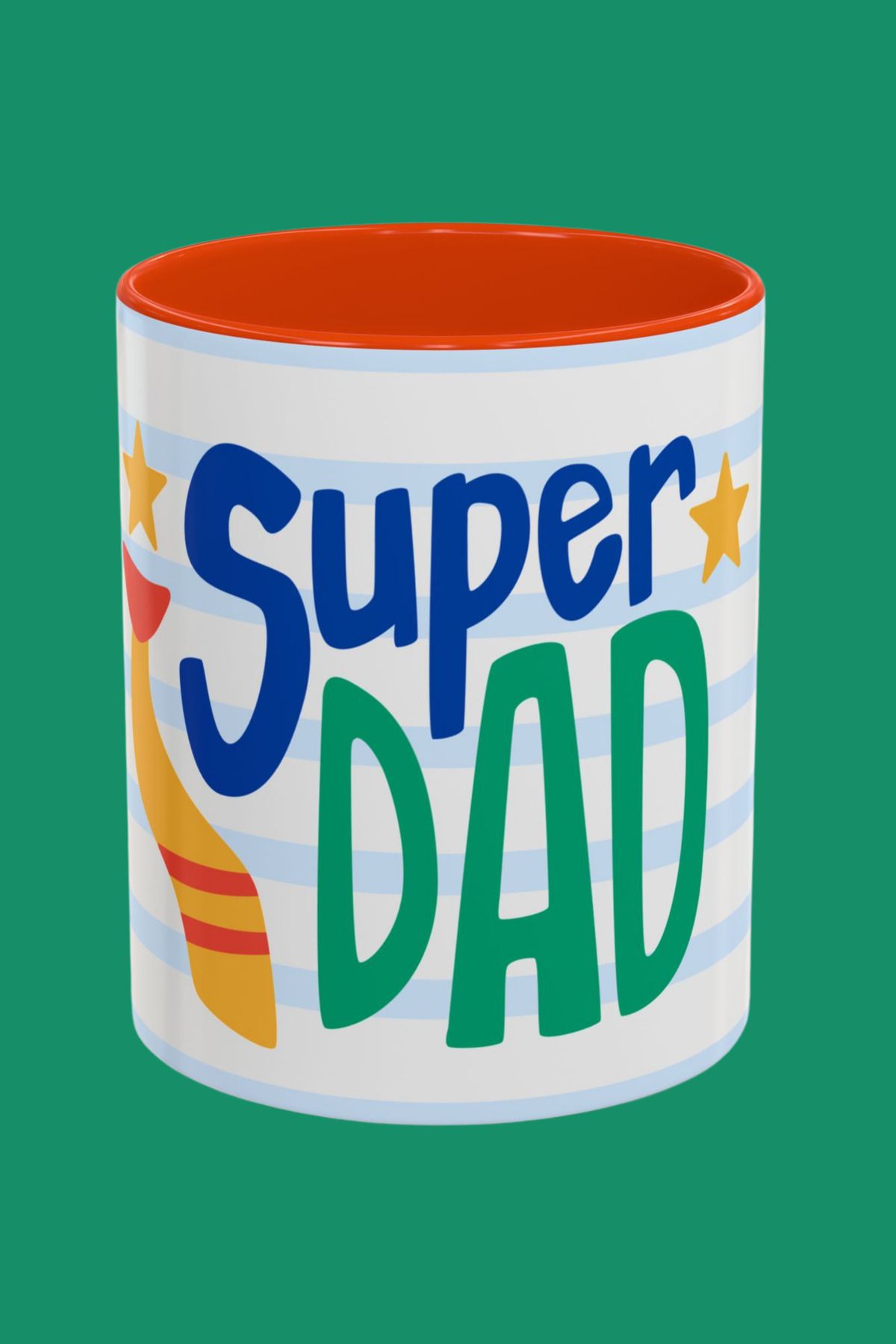 Midas Design Super Dad Temalı Tasarım Porselen Kupa Turuncu Babalar İçin Hediye