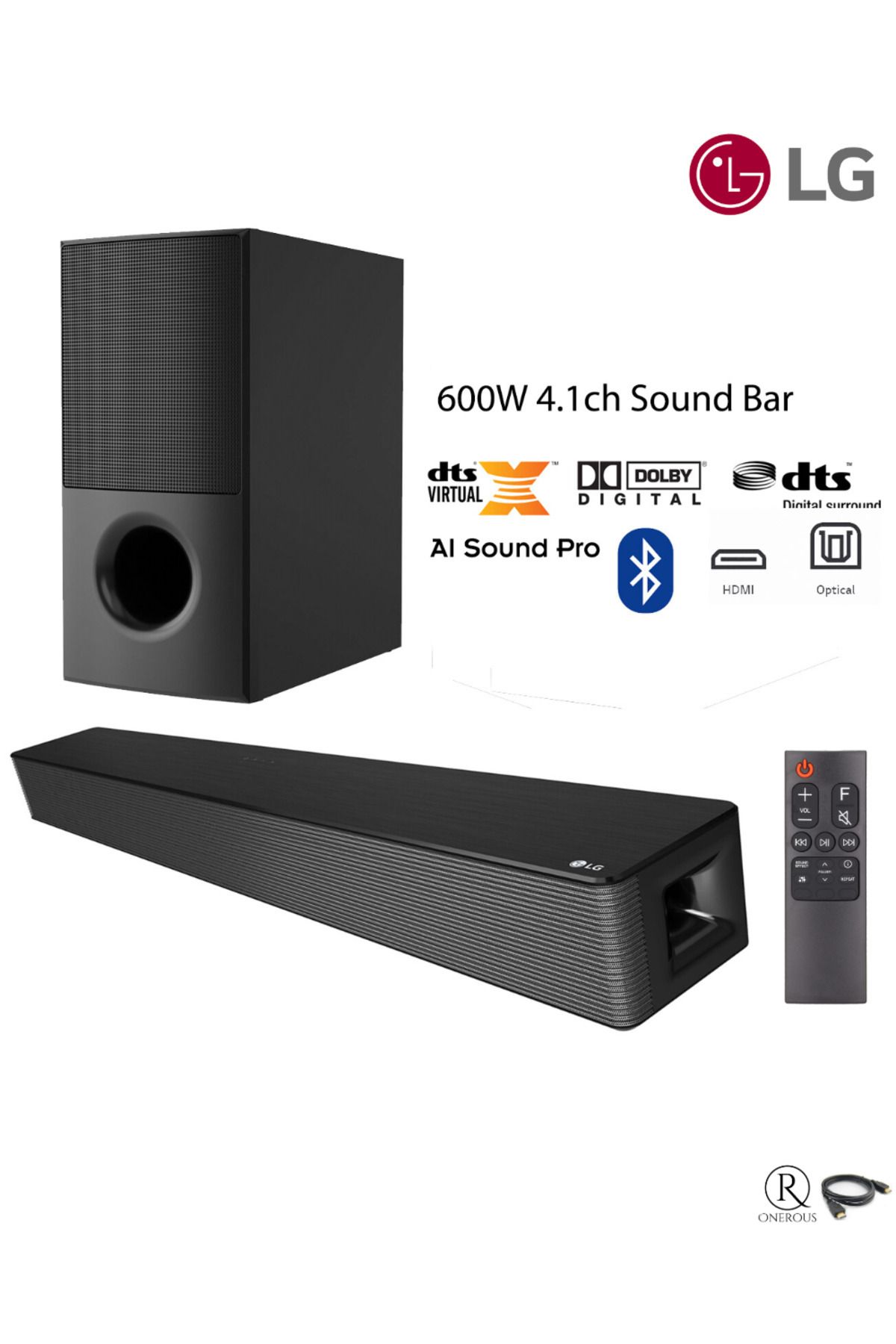 600W Yüksek Ses ve Kalite, 4.1 Kanal Sinema deneyimi, Kablosuz Bluetooth Optik ve USB Ses Sistemi