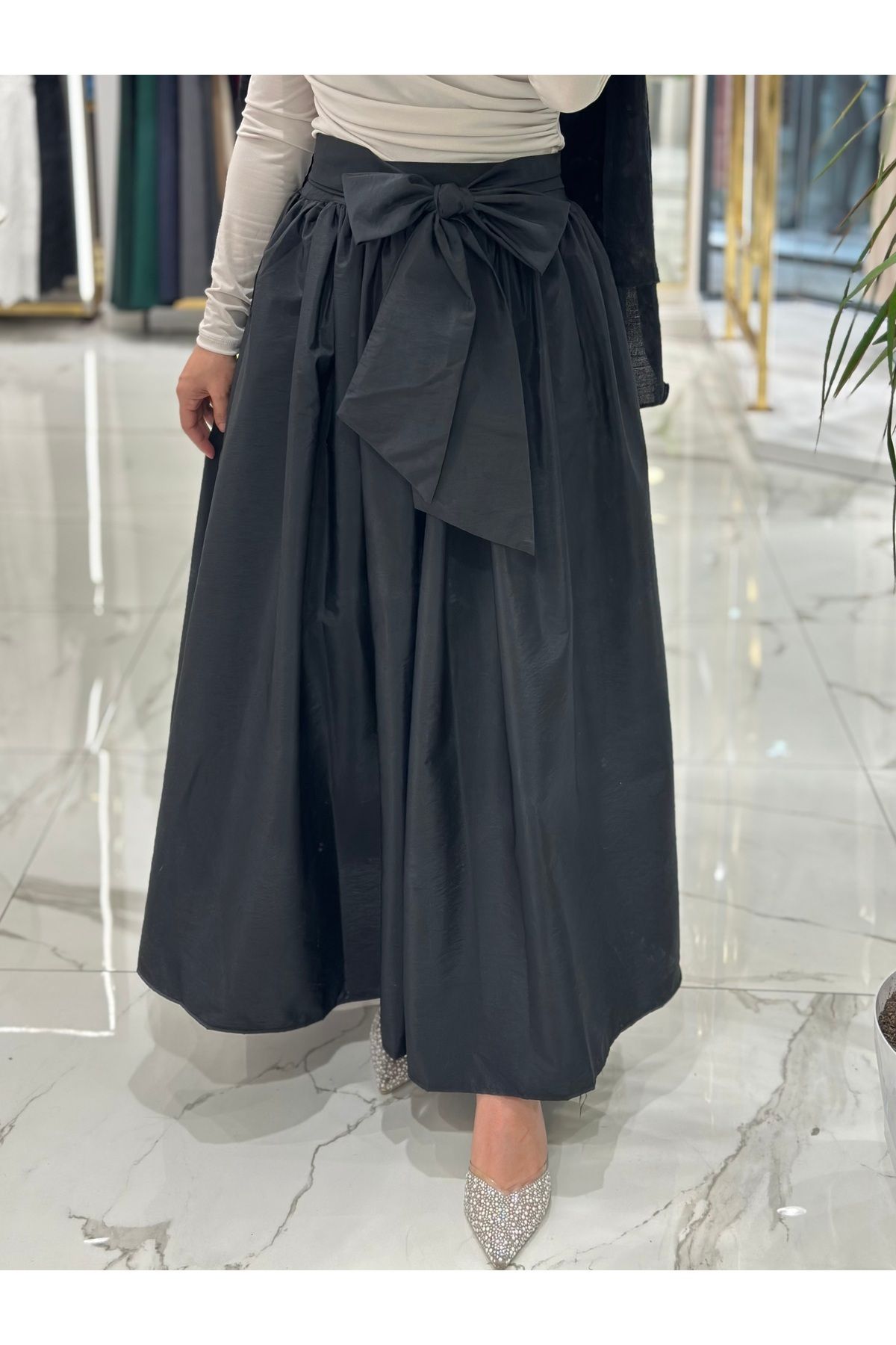 She Olive Fiyong bağlamalı tesettür etek