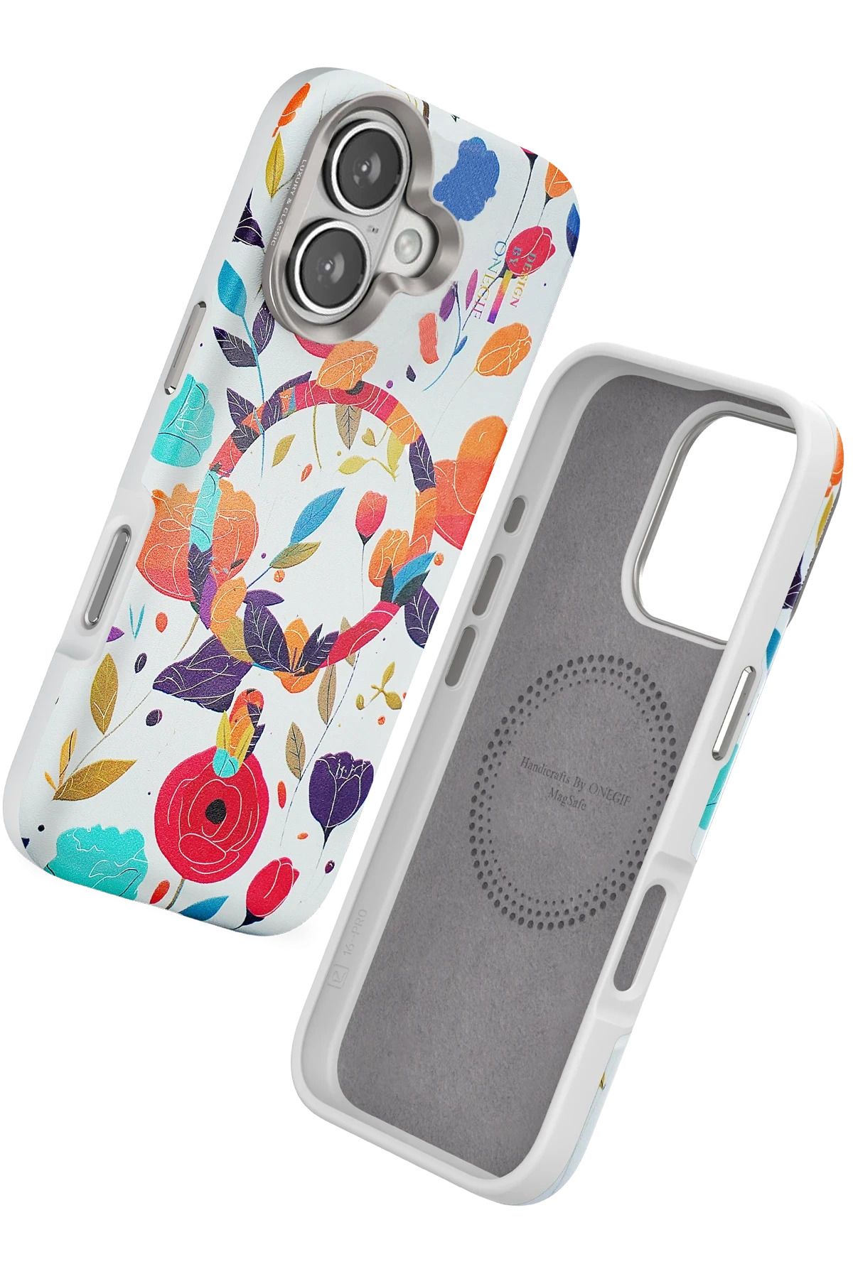 ONEGIF iPhone 16 Flower Series Magsafe Kapak - Beyaz FERRG