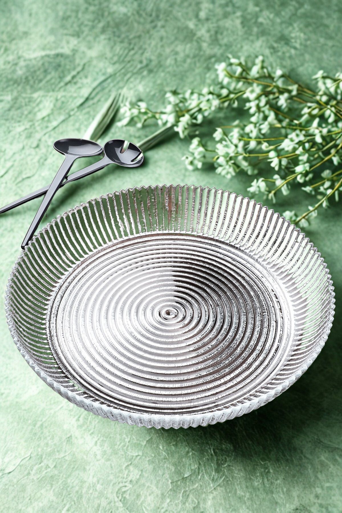 Manaferra Line Cam 30 Cm Kaşıklı Salata Kase Salata Tabağı