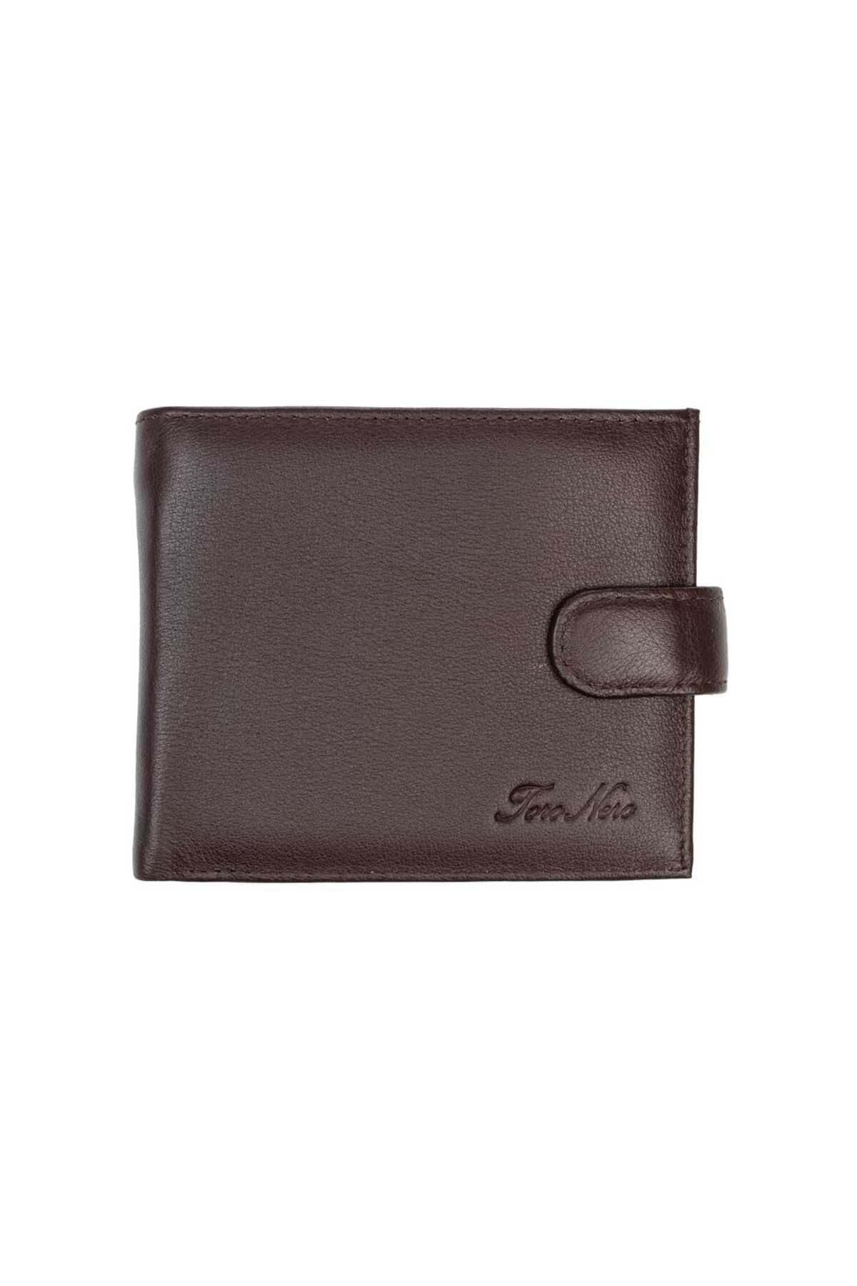 Toro Nero Portofel Bărbătesc Din Piele Naturală Maro, Tip Zircon, Cu Protecție Rfid Masculin - One Size