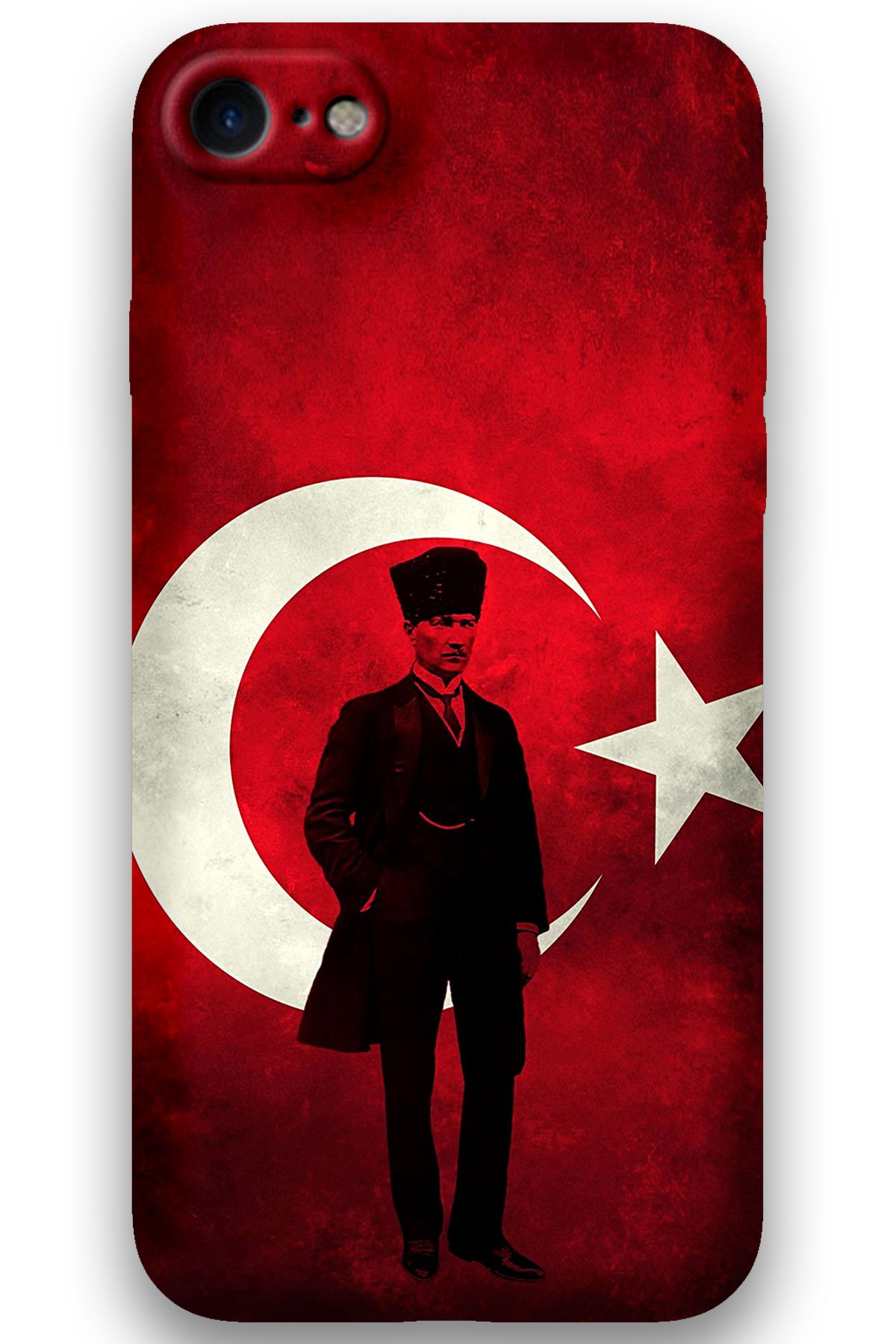 Gramaphone iPhone SE 2020 Uyumlu Atatürk Desenli Telefon Kılıfı + Ekran Koruyucu - 5849