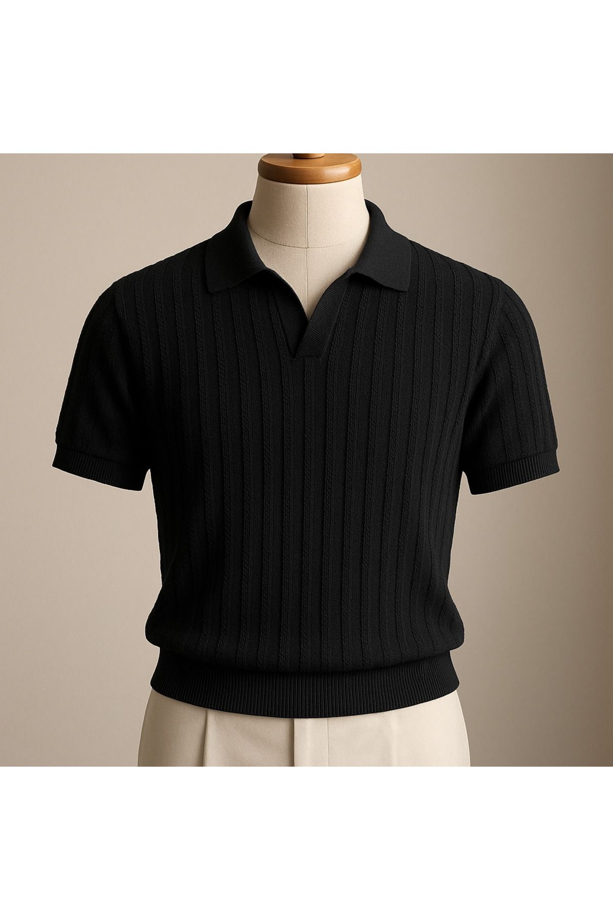 Barak Erkek Şık Çizgili Polo Yaka Kısa Kollu T-shirt