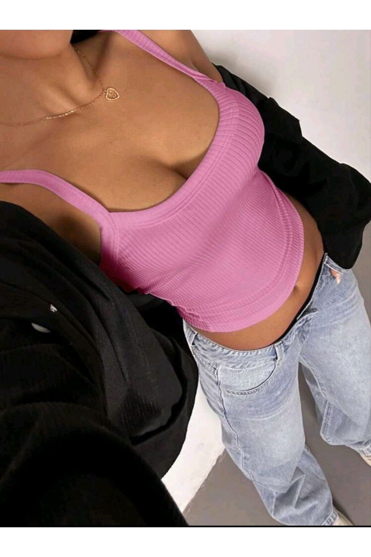 Stail Moda Kadın Siyah Ip Askılı Kaşkorse Atlet Kadın Atlet Crop Kaşkorse Spor Atlet Crop Atlet 2025
