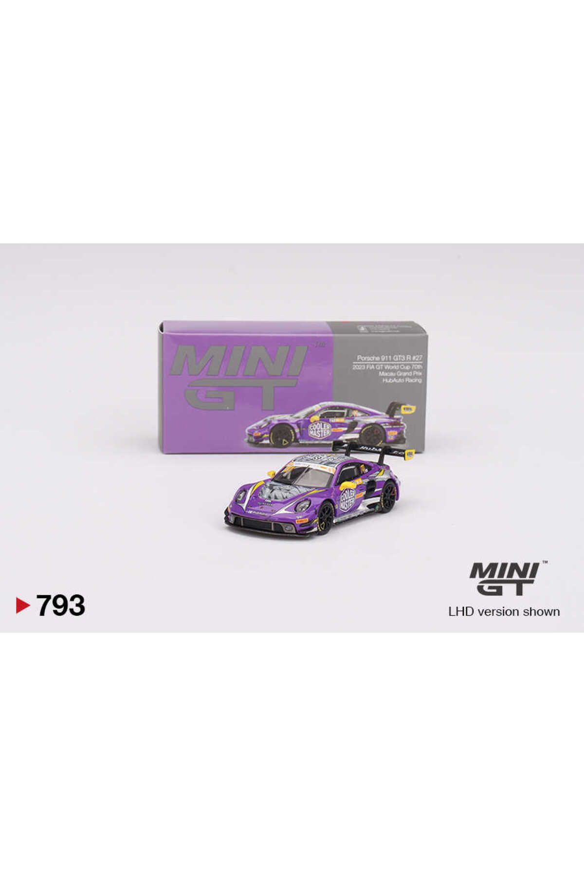 mini gt 1:64 Porsche 911 GT3 R #27 HubAuto 2023 Macau GP Koleksiyon Model Araba