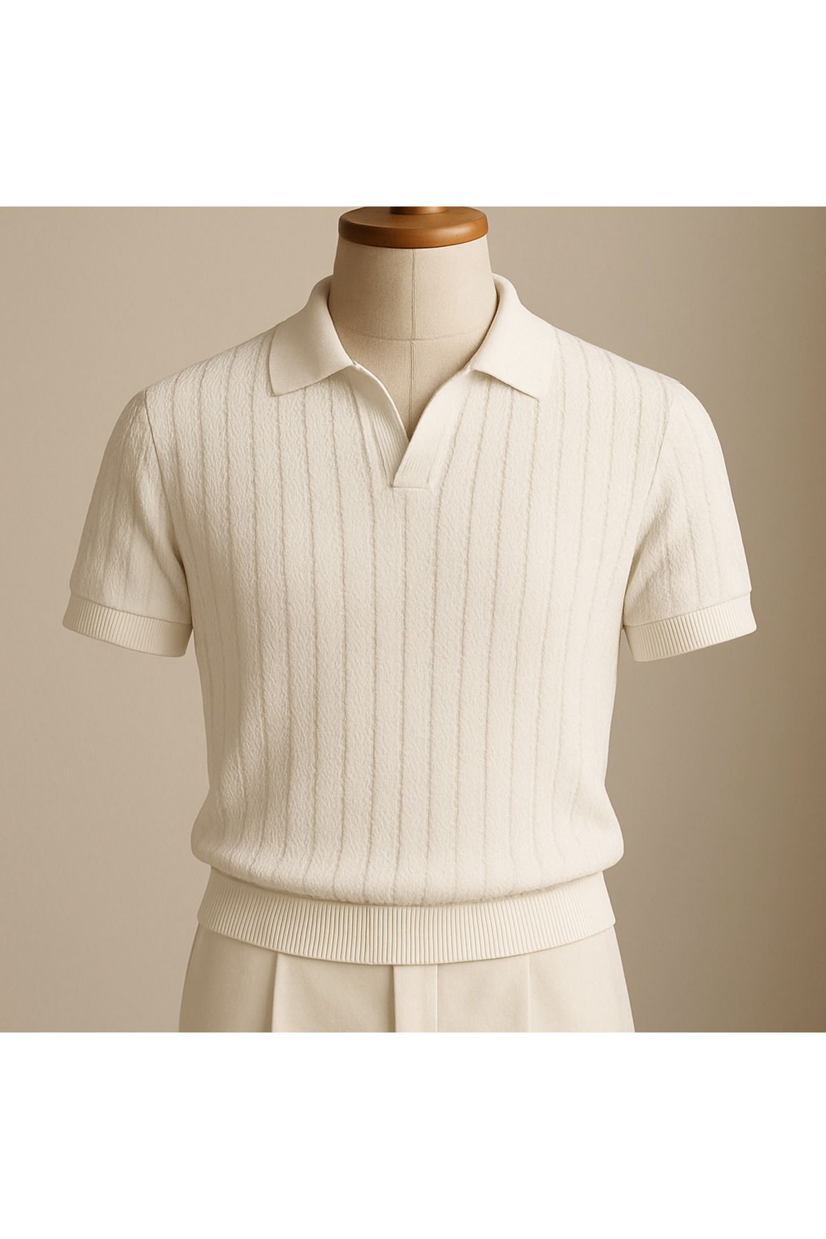 Barak Erkek Şık Çizgili Polo Yaka Kısa Kollu T-shirt