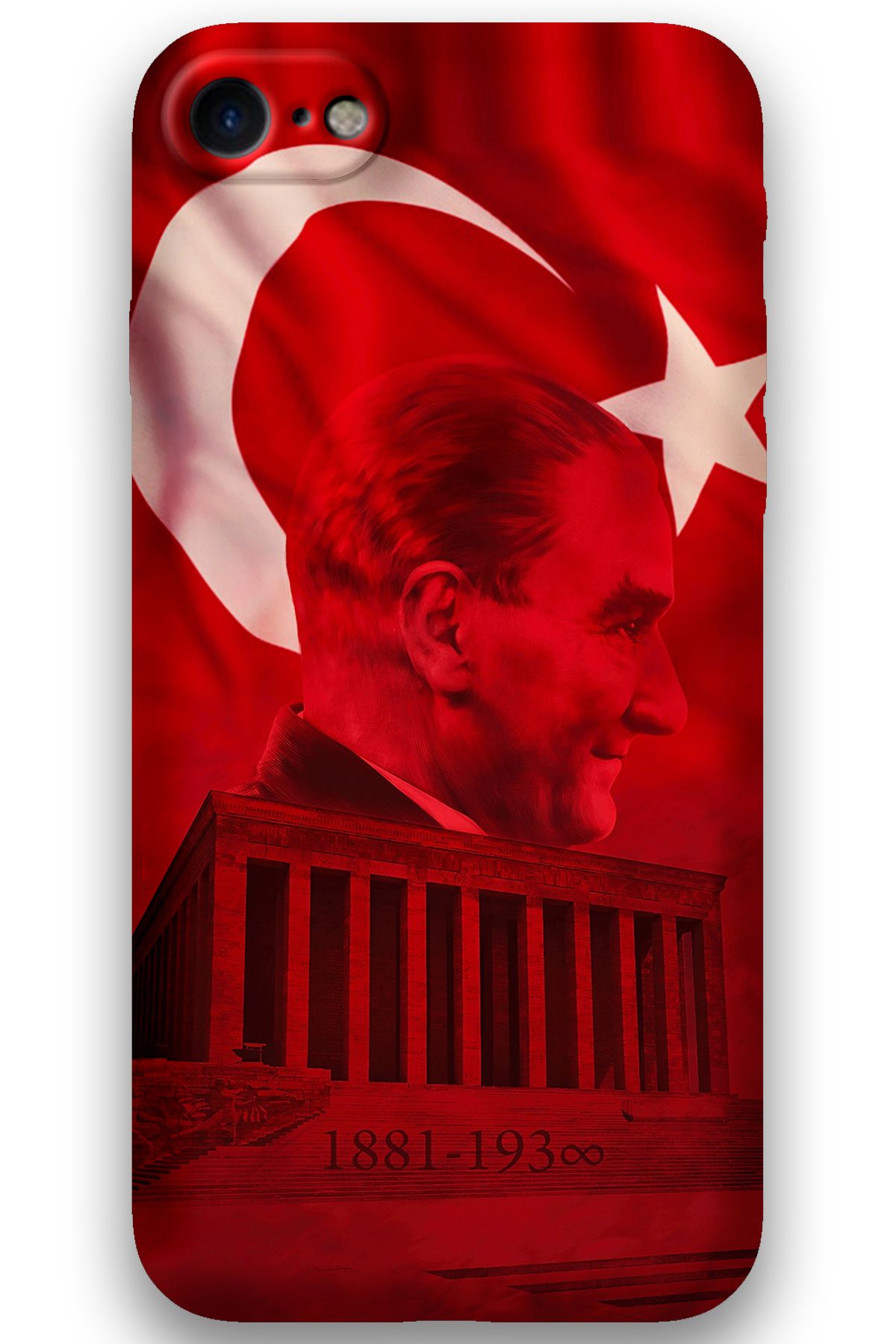 Gramaphone iPhone SE 2020 Uyumlu Atatürk Desenli Telefon Kılıfı + Ekran Koruyucu - 5848