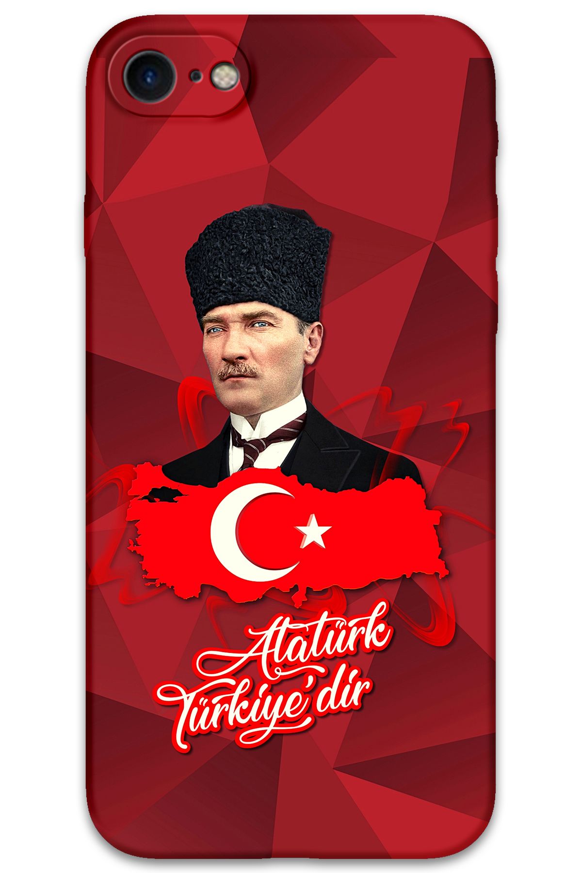 Gramaphone iPhone SE 2020 Uyumlu Atatürk Desenli Telefon Kılıfı + Ekran Koruyucu - 5851