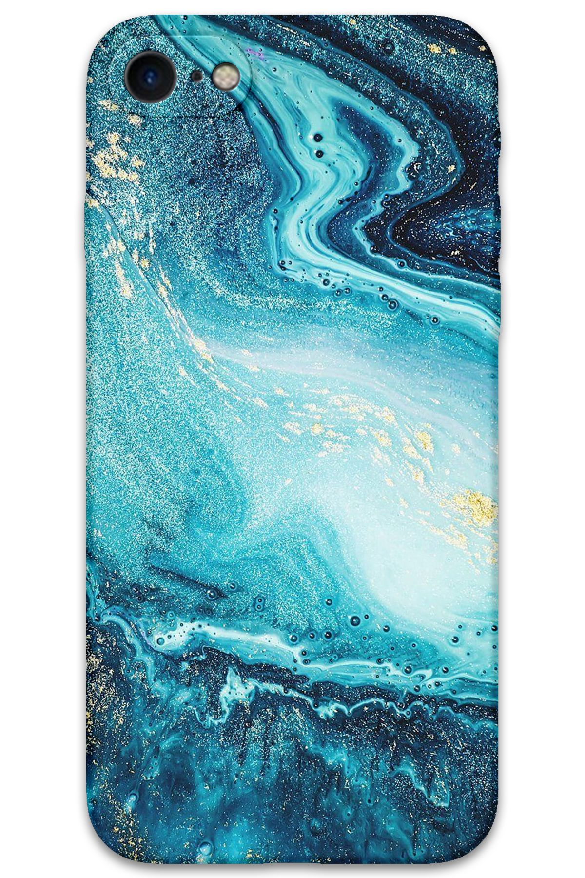 Gramaphone iPhone SE 2020 Uyumlu Mermer Desenli Telefon Kılıfı + Ekran Koruyucu - 5818