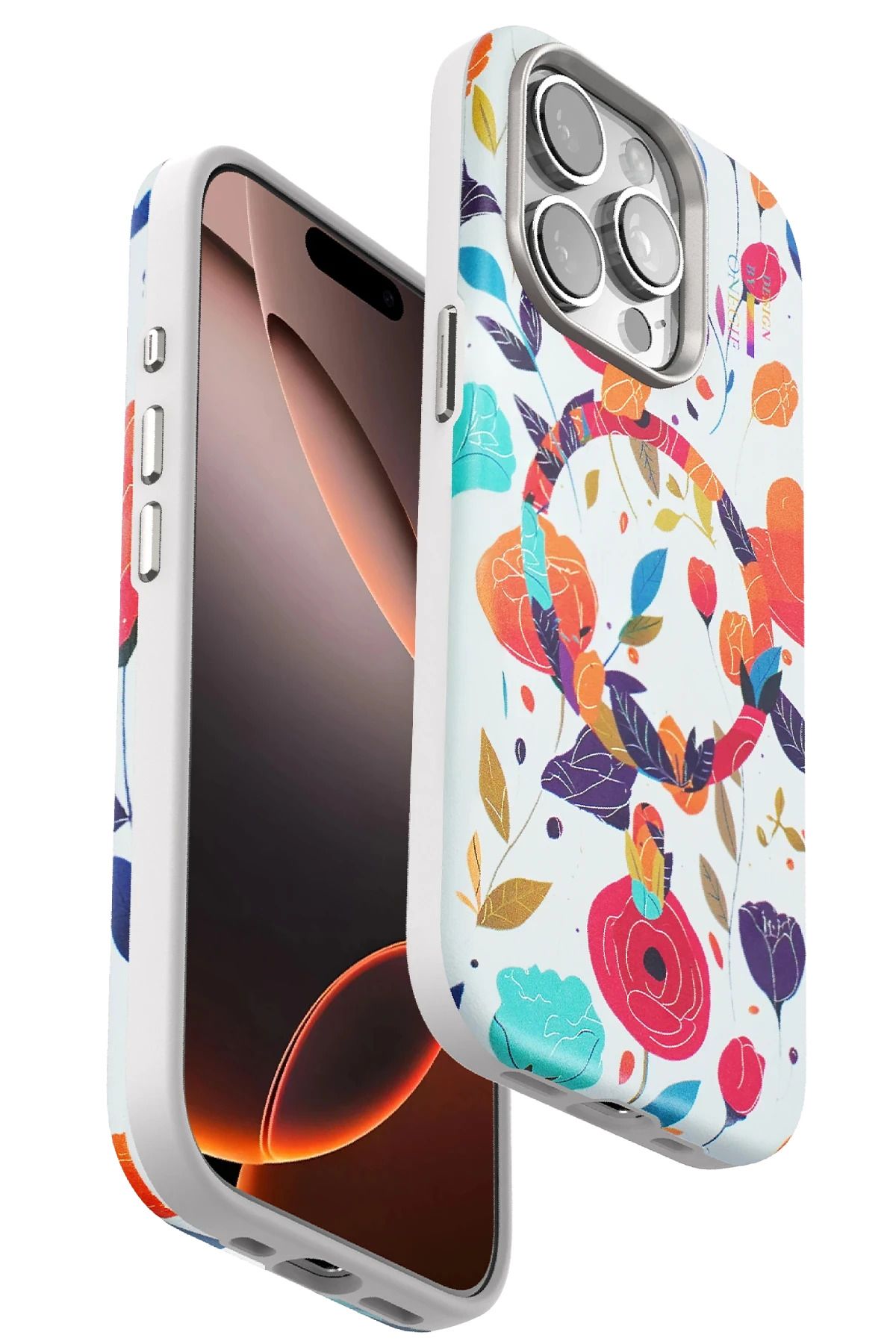 ONEGIF iPhone 14 Pro Max Flower Series Magsafe Kapak - Beyaz FERRG