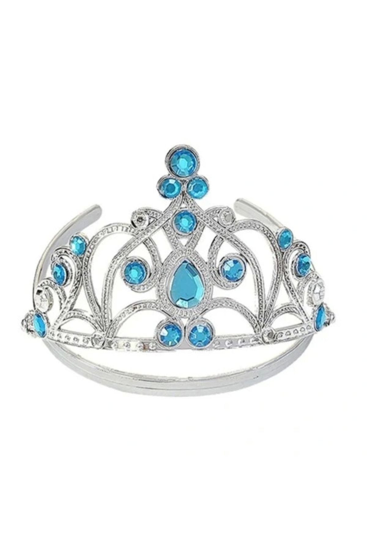 ShopNova Mavi Taşlı Elsa Çocuk Tacı Prenses Tacı Kraliçe Tacı 16x14 cm
