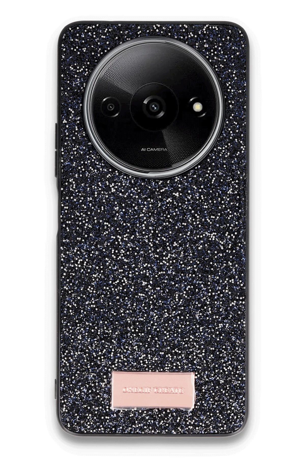 ONEGIF Xiaomi Redmi A3 4G Bright Simli Kapak - Siyah FLKRY
