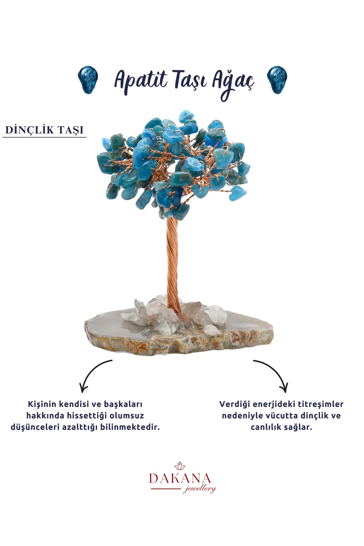 DAKANA JEWELLERY Sertifikalı Apatit Doğal Taş Ağaç