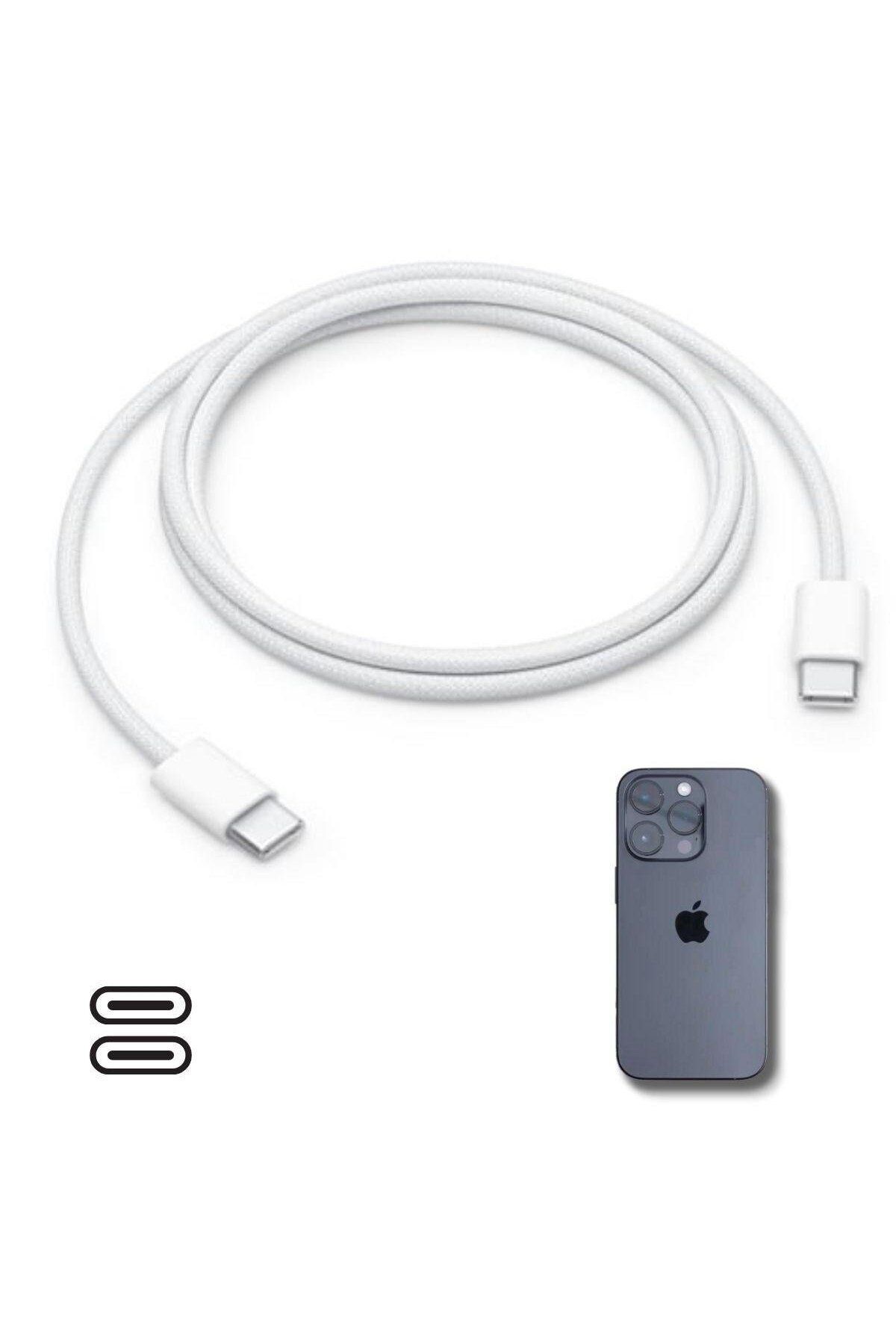 Modafiks Apple 15/15 Pro Type-C to Type-C Hasır Örgü Hızlı Şarj Kablosu (1m) (4767)