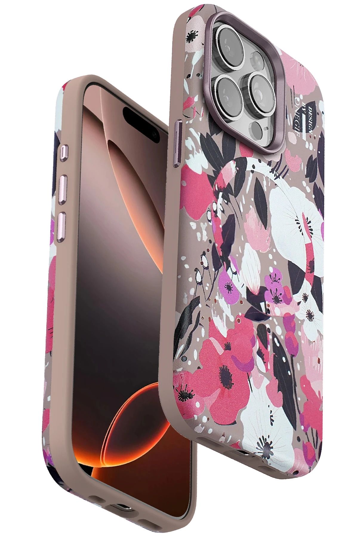 ONEGIF iPhone 15 Pro Flower Series Magsafe Kapak - Pembe FERRG