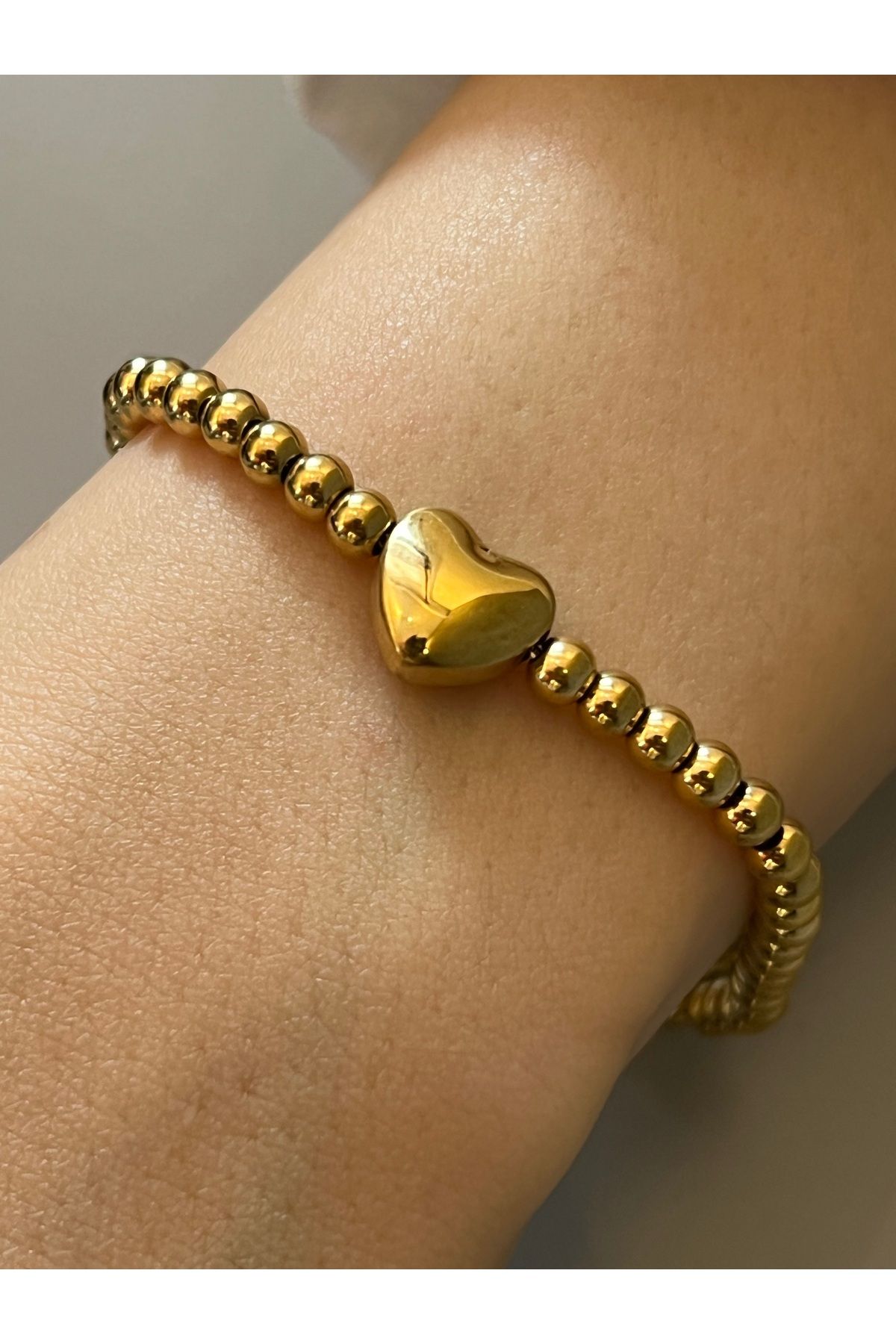 Ayse Jewels Gold Renk Kalp Figürlü Çelik Bileklik