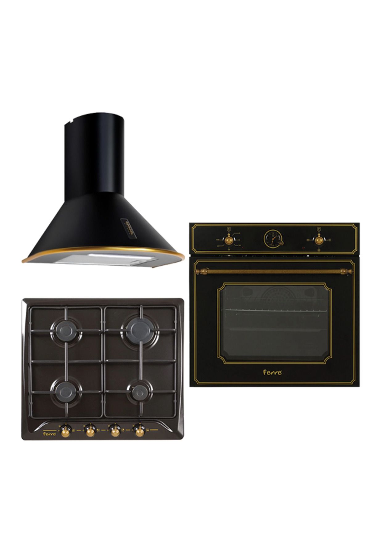 Ferre MAT SİYAH RUSTİK ANKASTRE SET (RST 600 - R640 C - 4004)