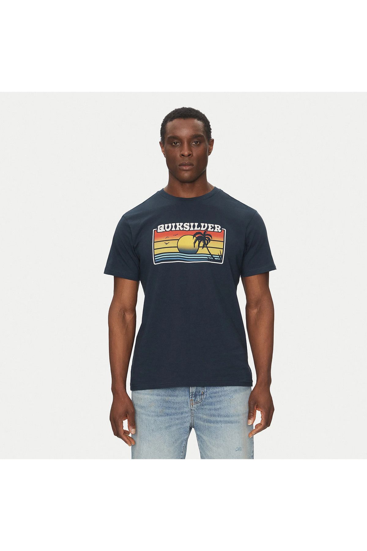 Quiksilver Sun Faded Erkek Mavi Yuvarlak Yaka Tişört