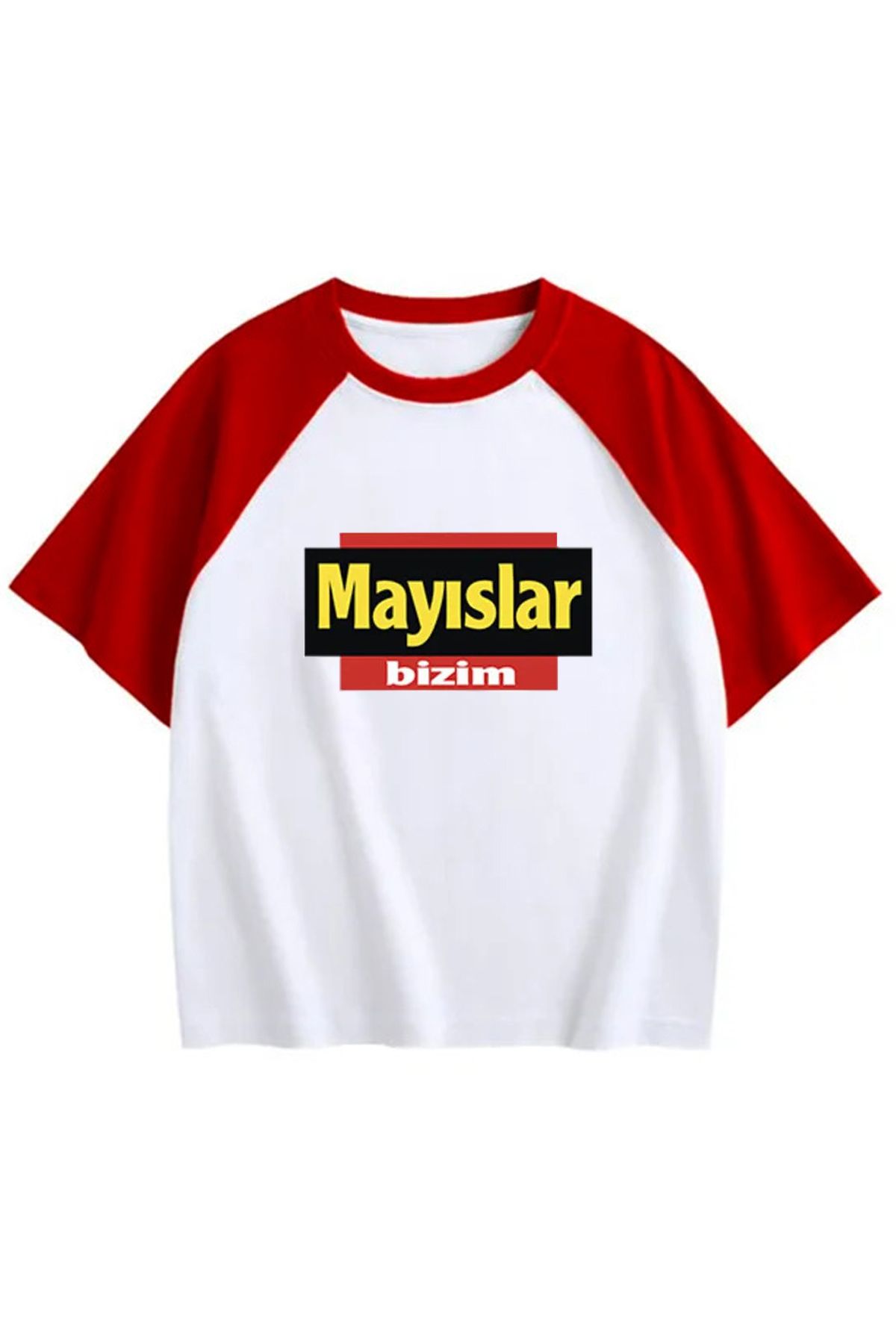 Cool mans Oversize Kırmızı Beyaz T-shirt - Reglan Kol Unisex Rahat Kalıp