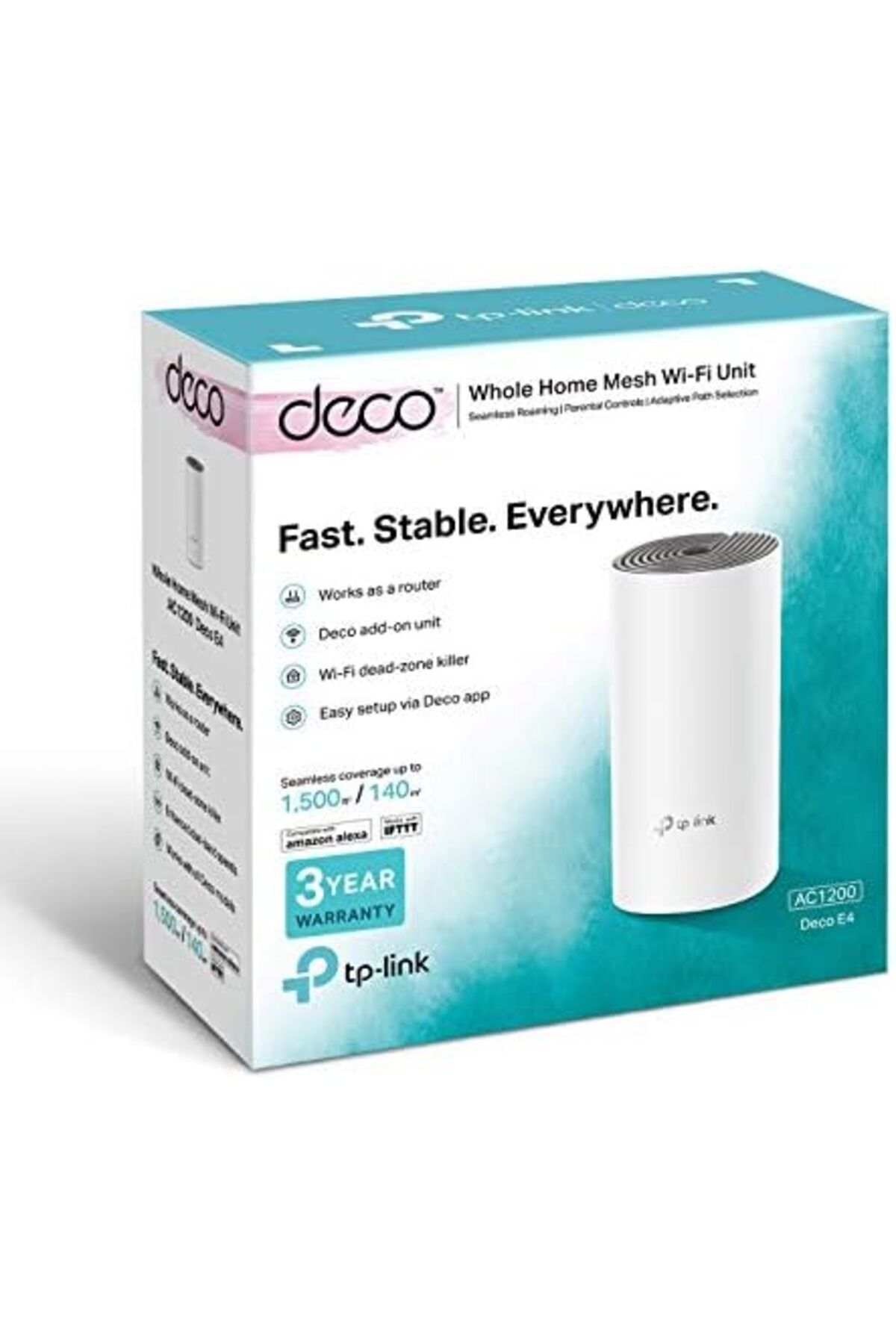 TP-LINK-Deco E4 Whole Home Mesh Wi-Fi, Add on Single Unit, Compatible with Amazon Alexa, White 5