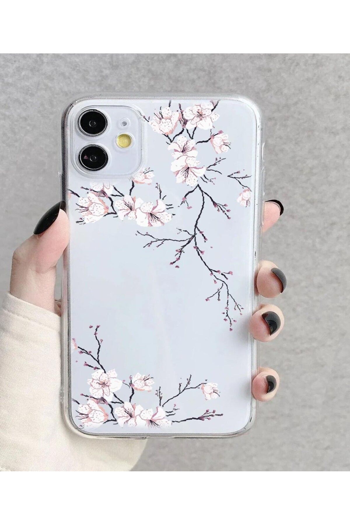 enfein Balporsuku Galaxy A05 İle Uyumlu Desenli Şeffaf Kılıfı PRO01 Kapak Kirazçiçeği