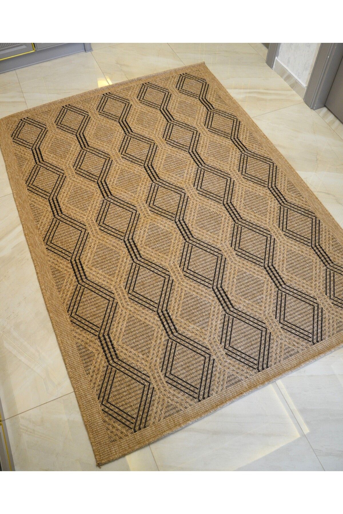 Home Minimalist Bohem Geometrik Stil Jüt 160x230 Oturma Odası & Mutfak & Balkon Halısı