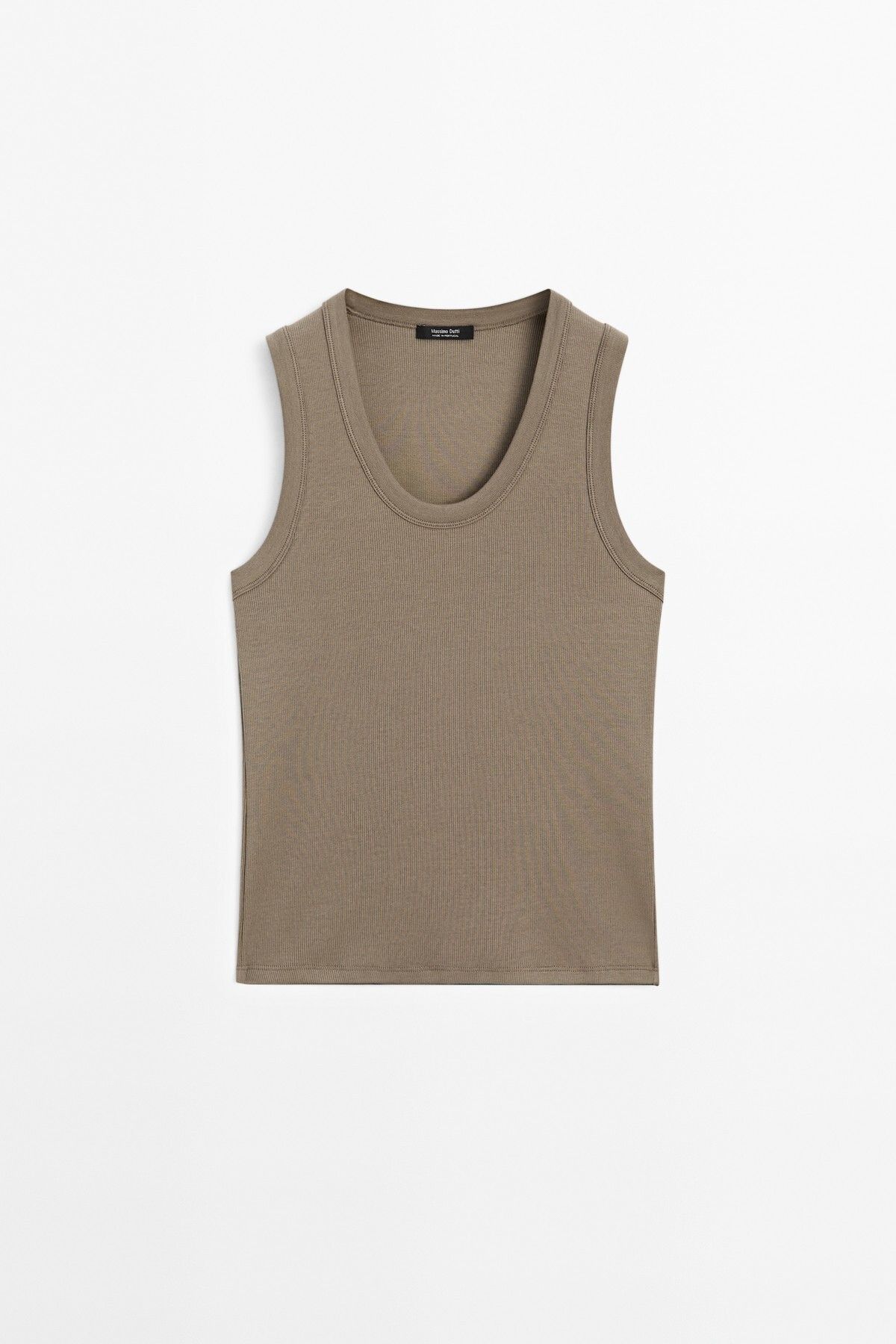 Massimo Dutti Pamuklu karışımlı bisiklet yaka t-shirt