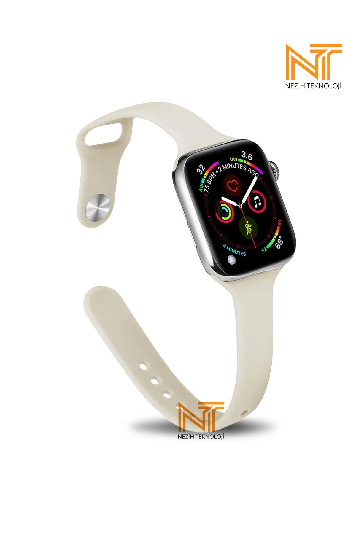 Nezih Case Apple Watch Seri 2/3/4/5/6/7/8/9/se 38mm/40mm/41mm Seri 10 42mm Uyumlu Klasik Silikon Kordon