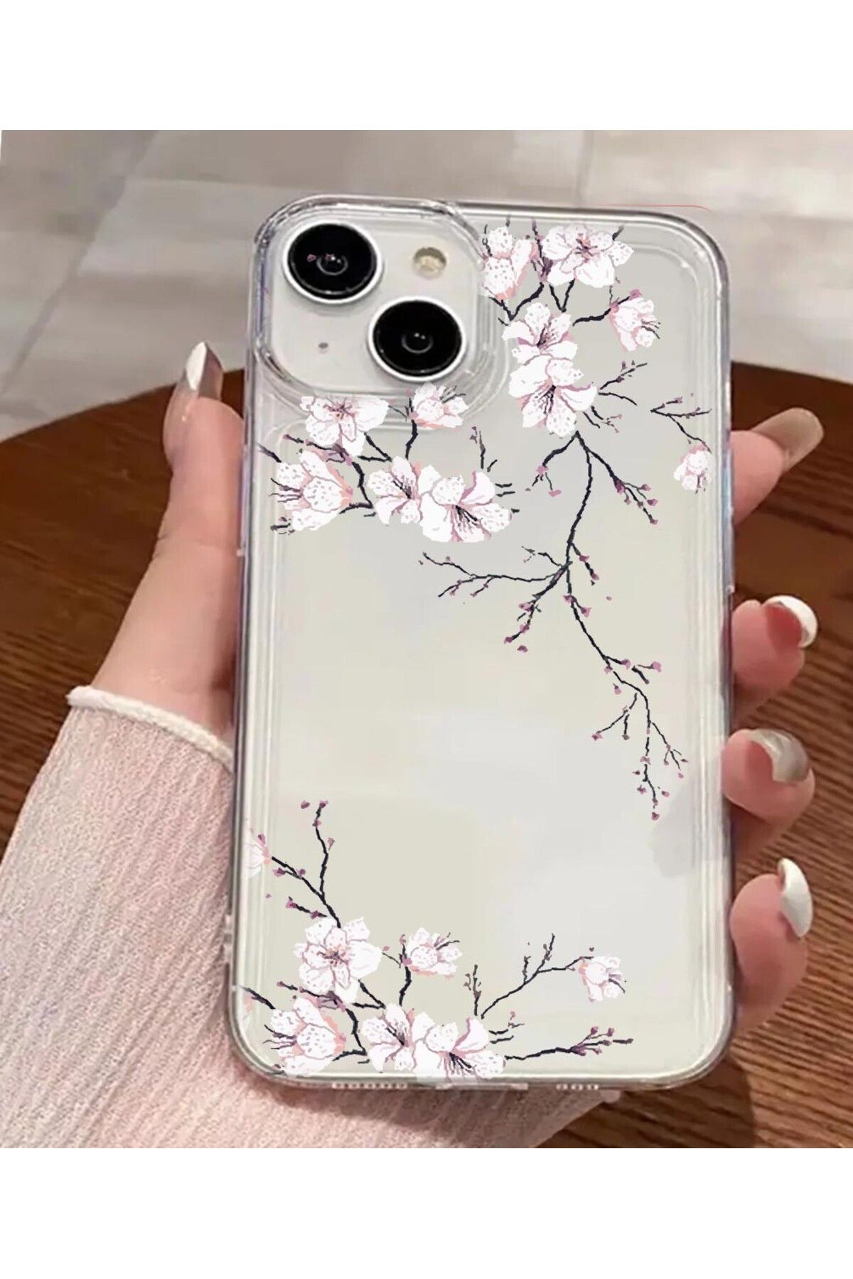 enfein Balporsuku IPhone 12 Mini İle Uyumlu Desenli Şeffaf Kılıfı PRO01 Kapak Kirazçiçeği