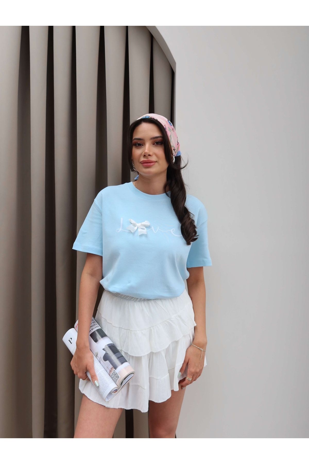 ESRAHELVACI Kurdeleli Love T-Shirt