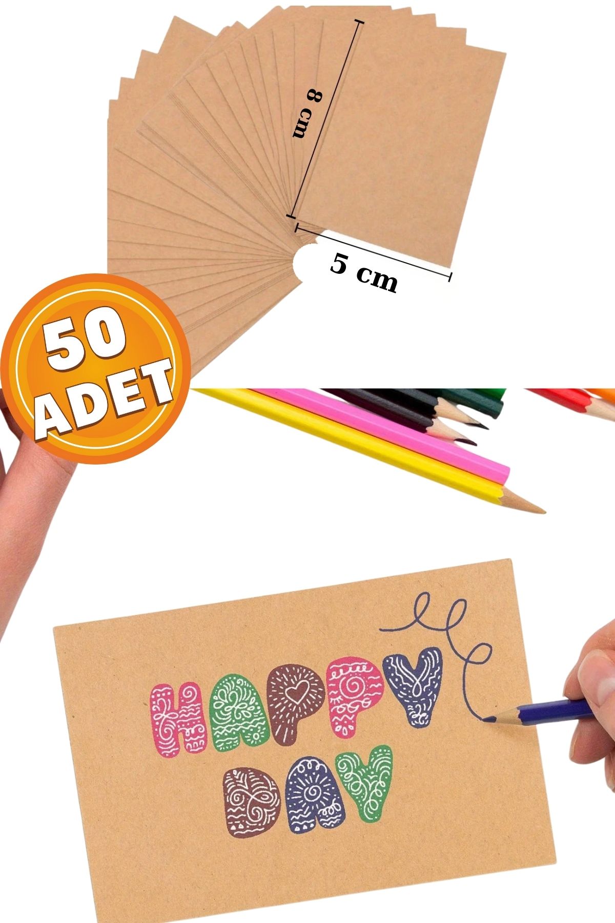 İstisna 50 Adet Premium Kalın Kraft Kağıt Not Yazmak Grafiti ve Projeleri için Zarf içi Not Kartları