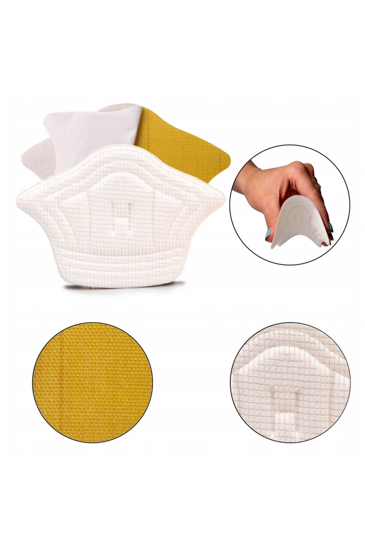 OEM-Set of 2 adhesive heel insoles, foam and polyester, 11.5 x 8 cm, cream 3