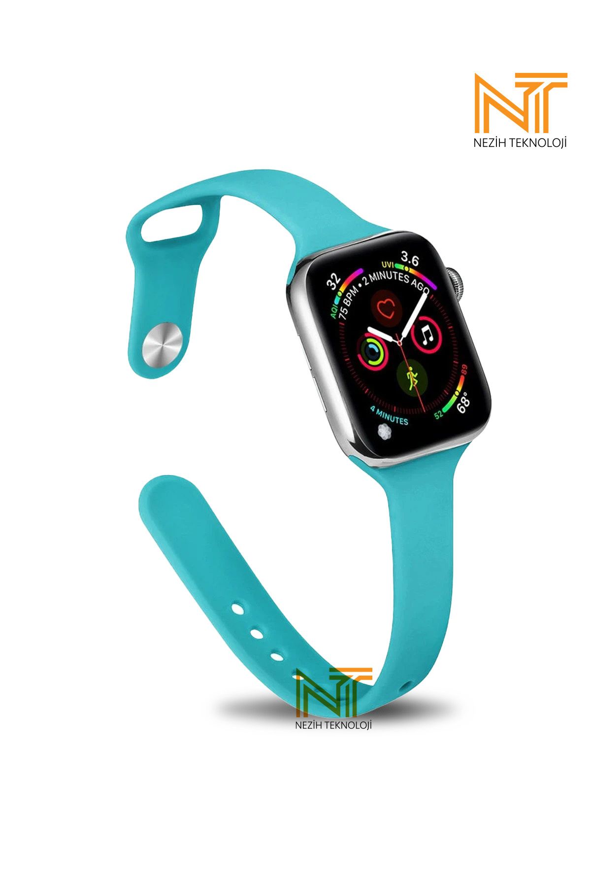 Nezih Case Apple Watch Seri 2/3/4/5/6/7/8/9/se 38mm/40mm/41mm Seri 10 42mm Uyumlu Klasik Silikon Kordon