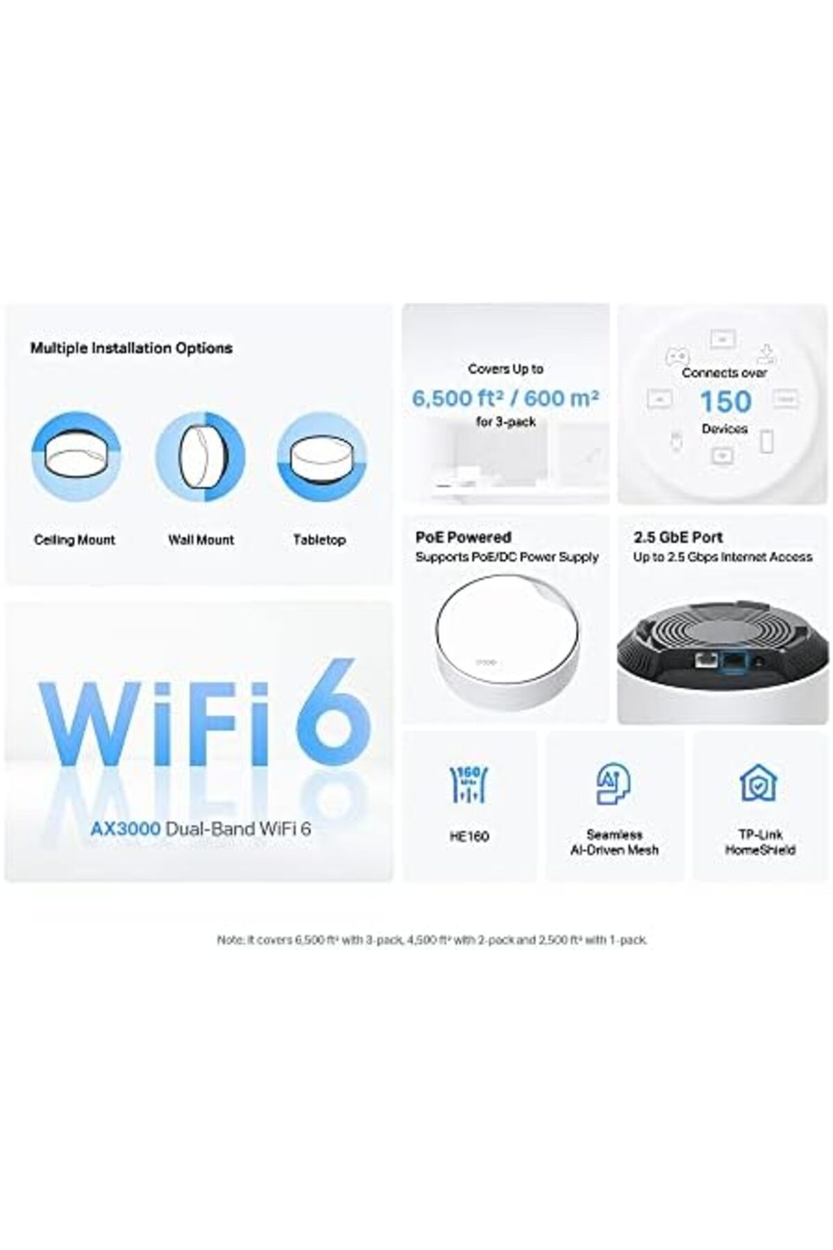 TP-LINK-Deco X50-PoE AX3000 Whole Home Mesh Wi-Fi 6 System with PoE, Dual-Band, AI-Driven Mesh 5