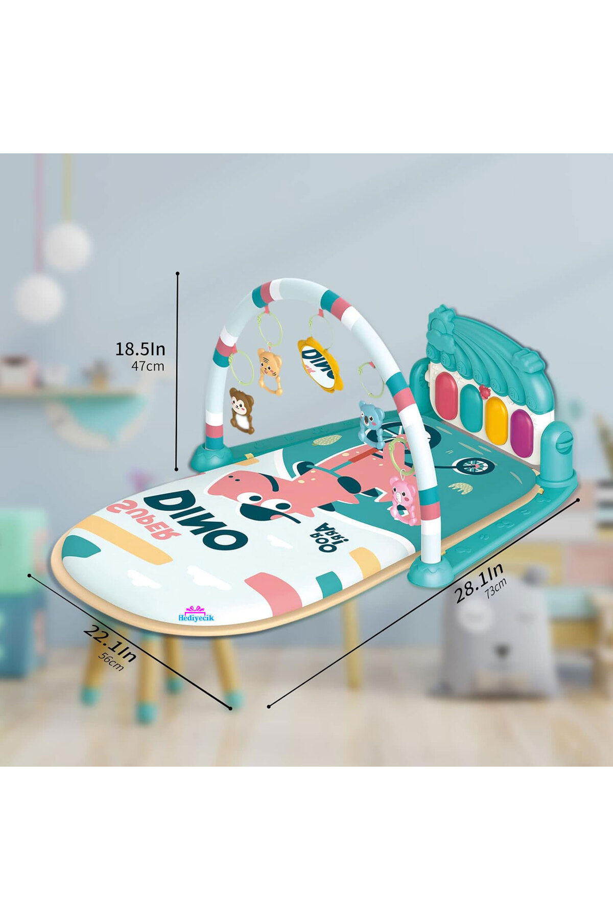 hediyecik Dinozor Figürlü Piyanolu Bebek Oyun Halısı Bebek Oyun Matı Işıklı Müzikli Jimnastik Merkezi 73 Cm fotoğrafı 5 (önizleme)